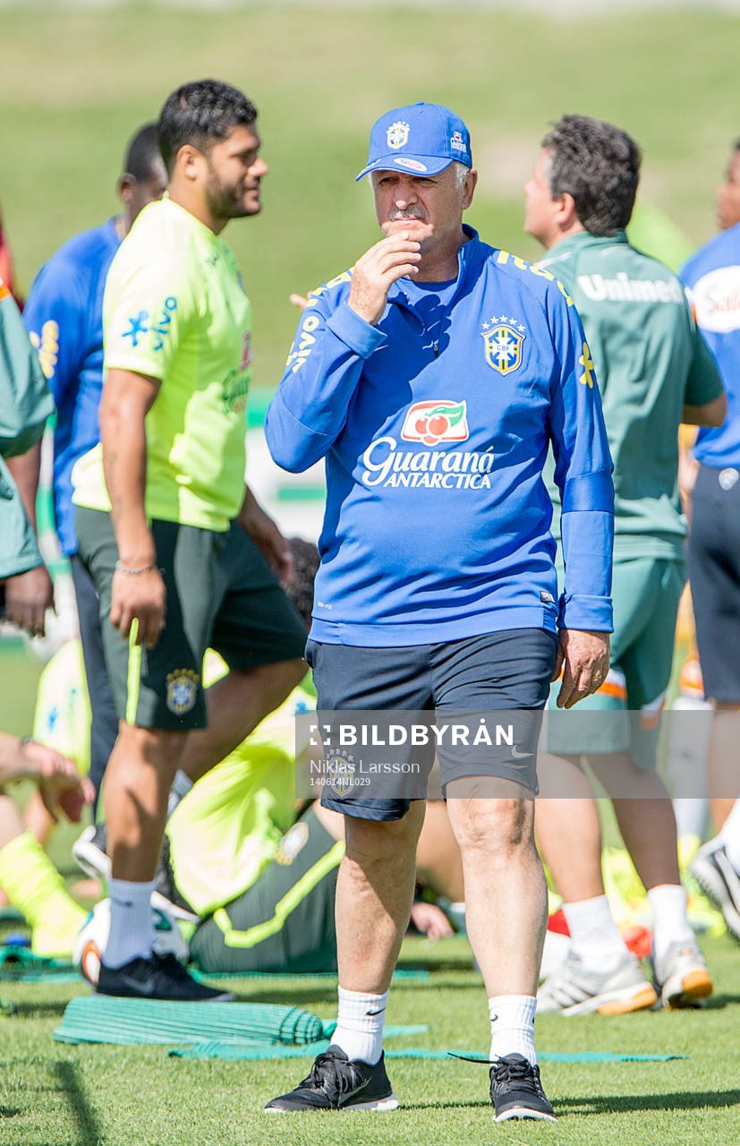Brailiens tränare Luiz Felipe Scolari under Brasiliens träning under Fotbolls-VM den 14 juni 2014 i Rio de Janeiro.