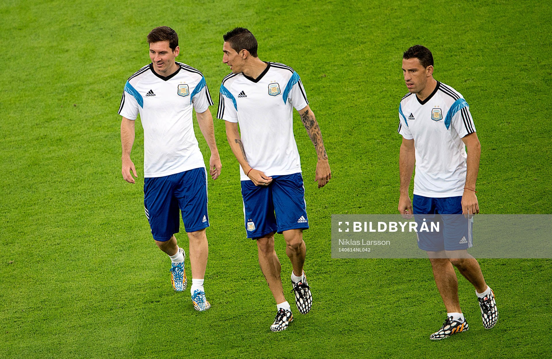 Argentinas Angel Di Maria, Lionel Messi och Maxi Rodriguez