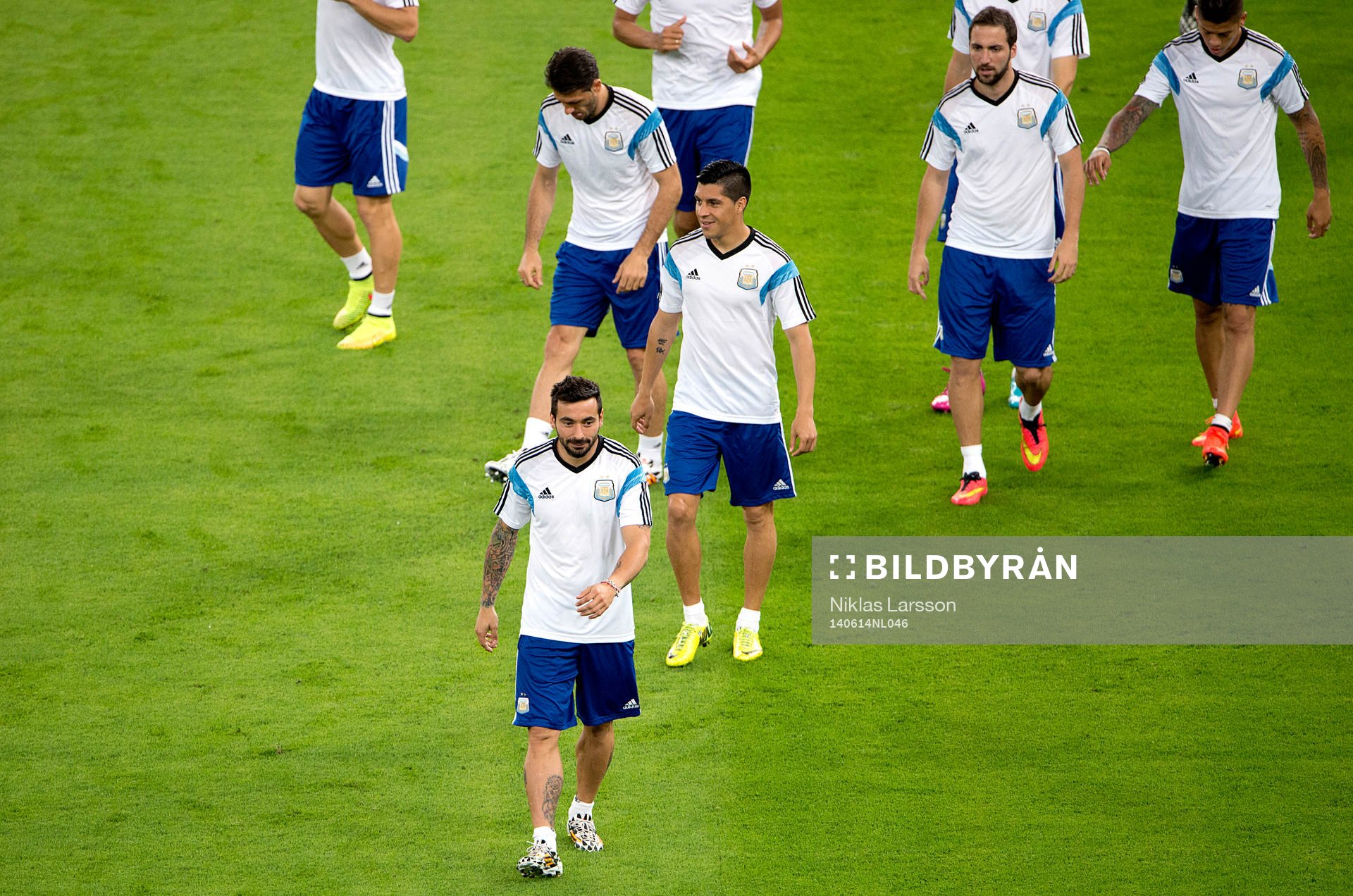 Argentinas Ezequiel Lavezzi under Argentinas träning under Fotbolls-VM den 14 juni 2014 i Rio de Janeiro.