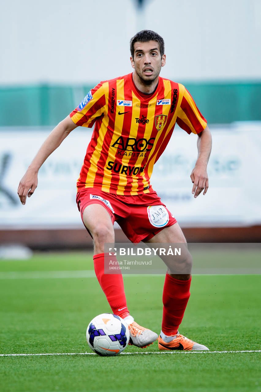 Syrianskas Uros Delic under fotbollsmatchen i Superettan mellan Syrianska och Värnamo den 15 juni 2014.