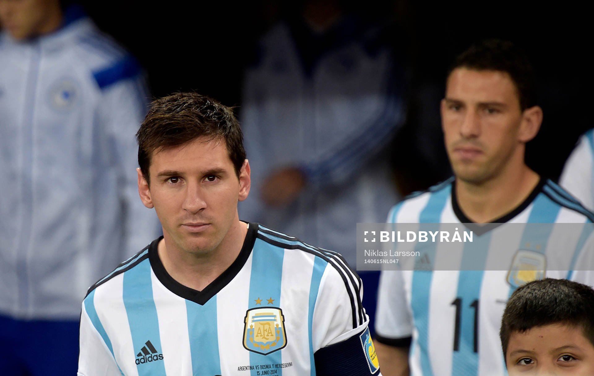 Argentinas Lionel Messi och Maxi Rodriguez