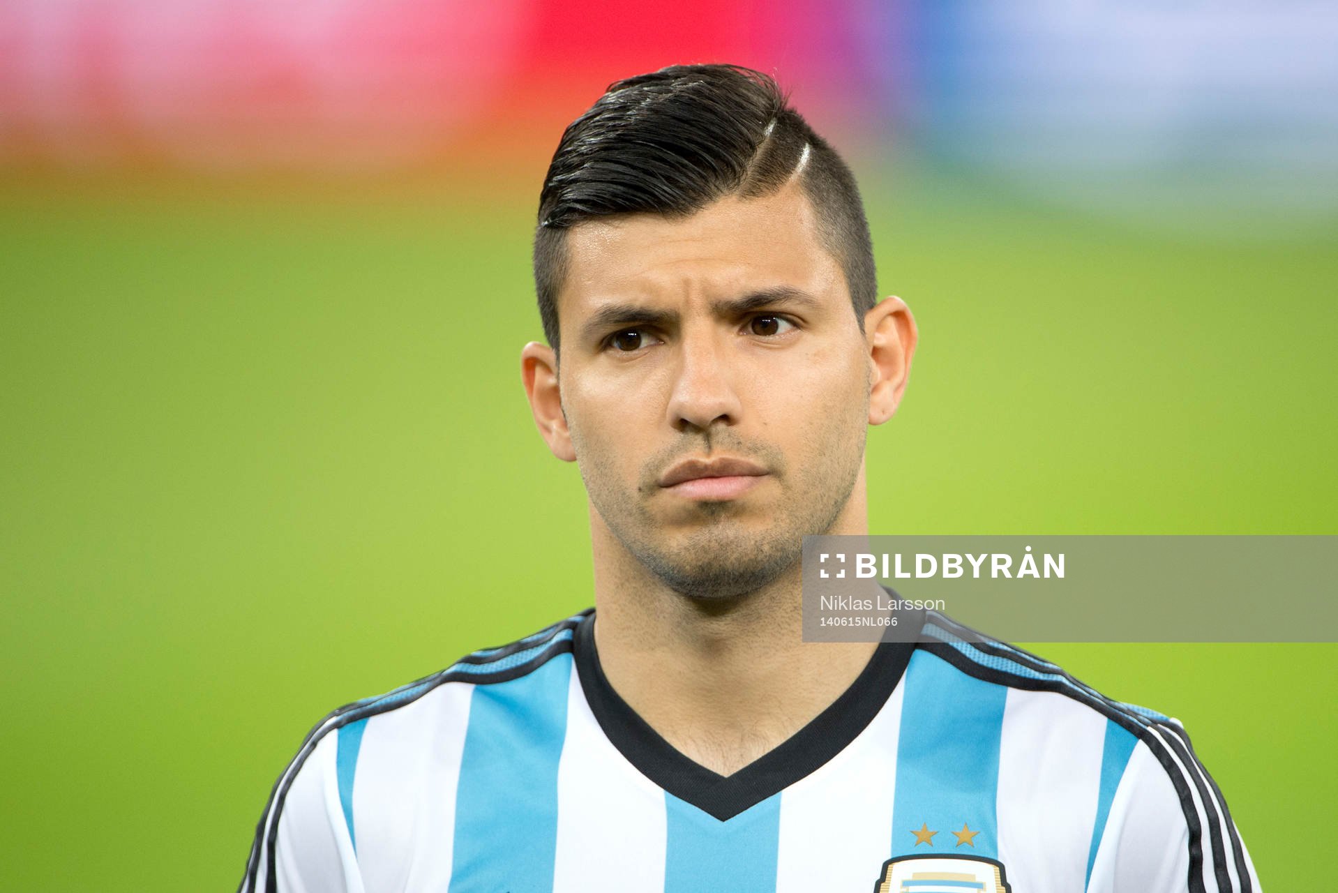 Argentinas Sergio Aguero under fotbollsmatchen mellan Argentina och Bosnien under Fotbolls-VM den 15 juni 2014 i Rio de Janeiro.