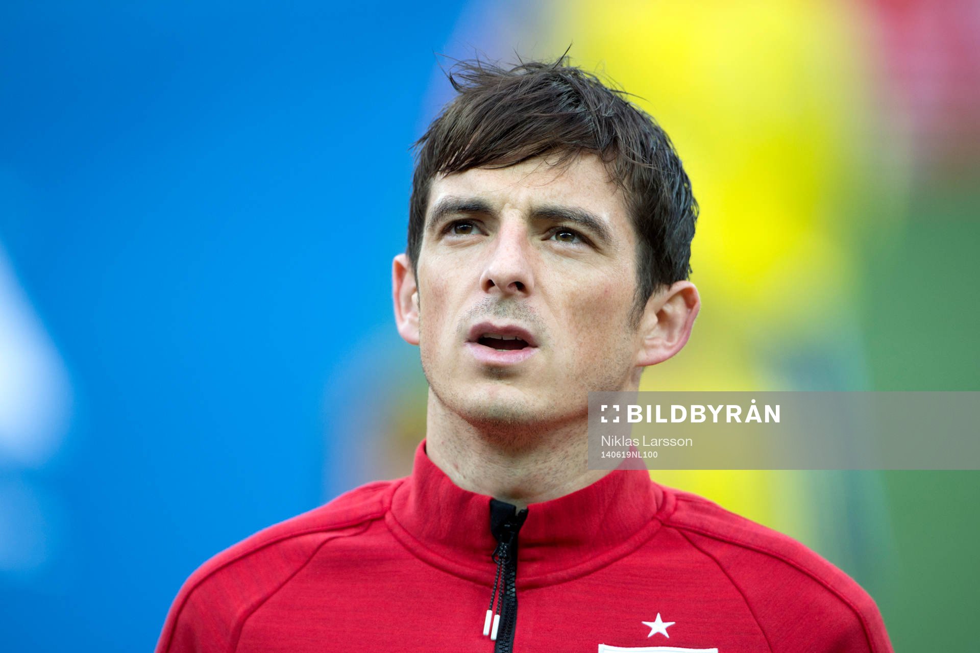 Englands Leighton Baines under fotbollsmatchen mellan Spanien och Chile under Fotbolls-VM den 19 juni 2014 i Sao Paulo.