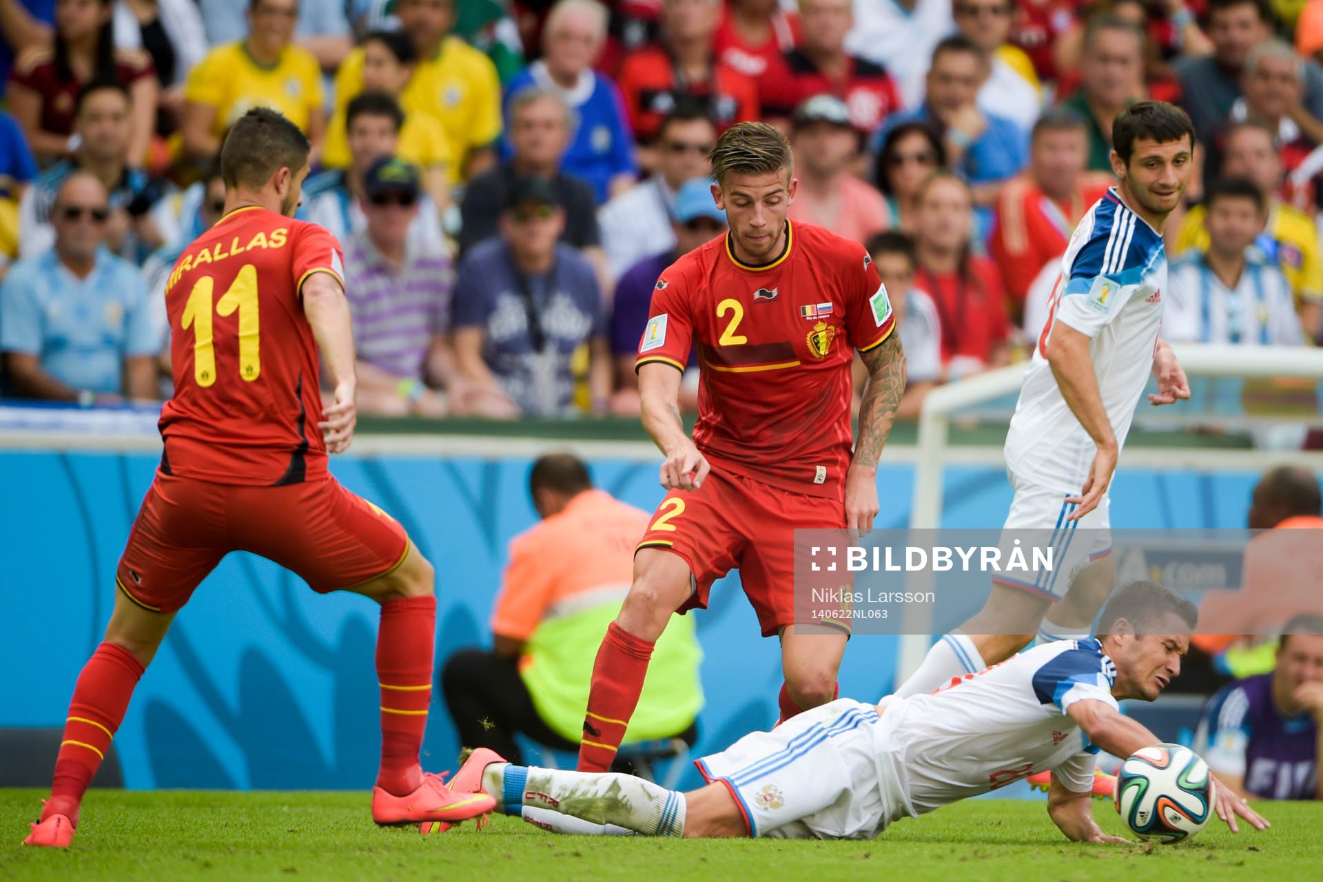 Belgiens Kevin Mirallas och Toby Alderweireld