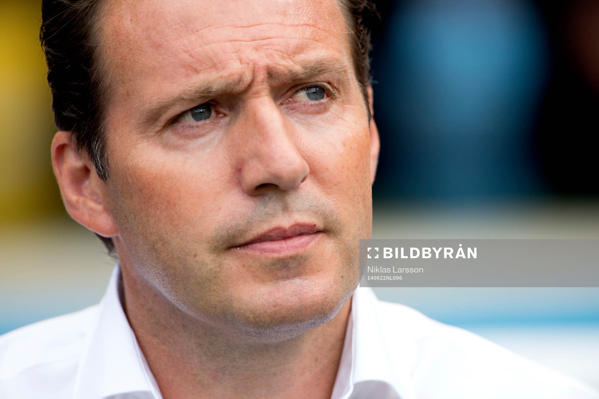 Belgiens förbundskapten Marc Wilmots under fotbollsmatchen mellan Belgien och Ryssland under fotbolls-VM den 22 juni 2014 i Rio de Janeiro.