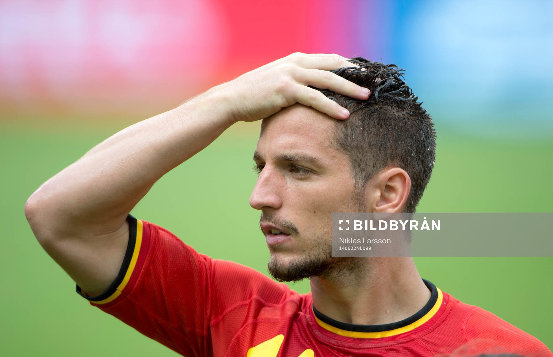 Belgiens Dries Mertens under fotbollsmatchen mellan Belgien och Ryssland under fotbolls-VM den 22 juni 2014 i Rio de Janeiro.