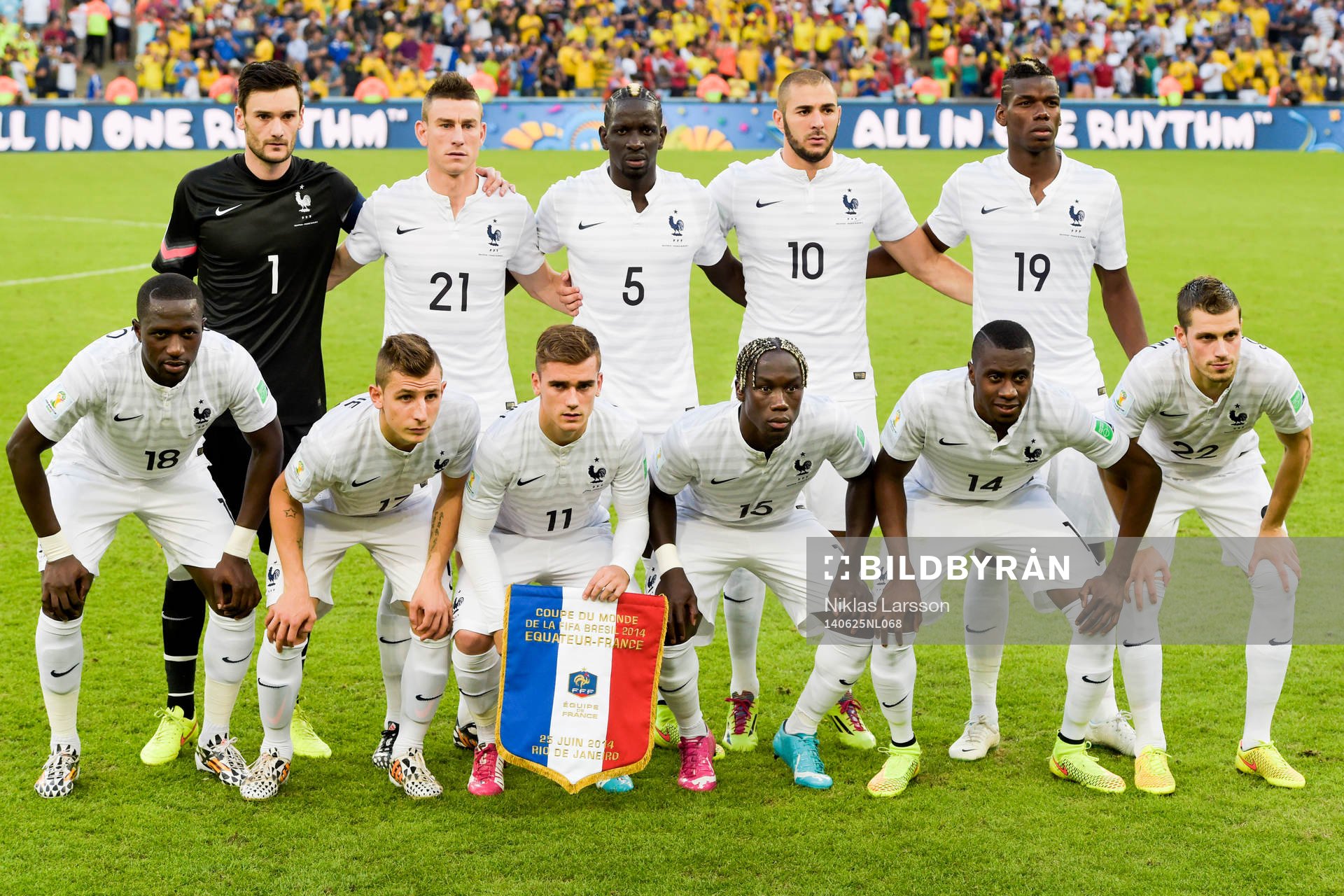 Frankrikes startelva, övre raden från vänster, målvakt