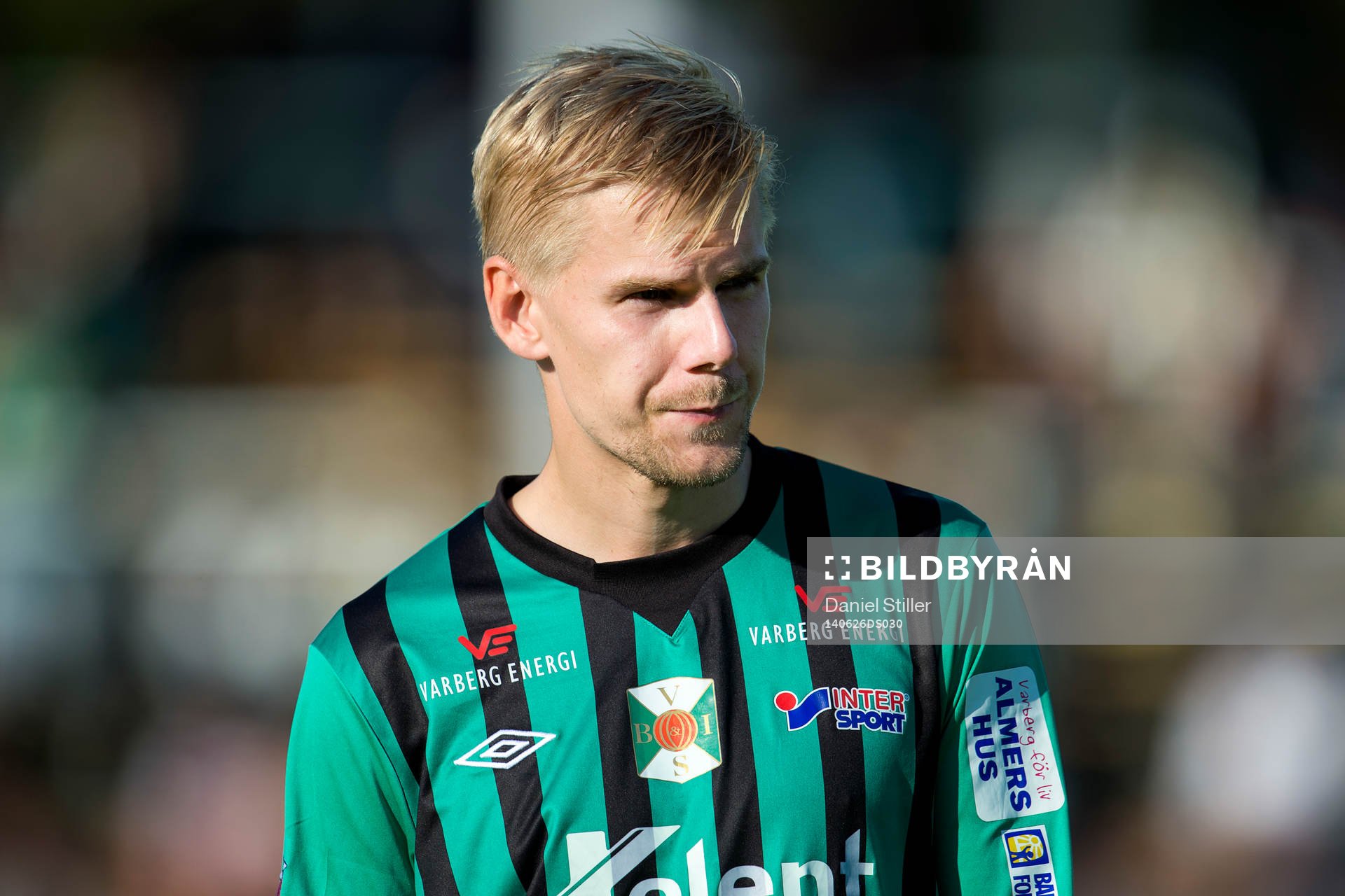 Varbergs Erik Lund innan fotbollsmatchen i Superettan