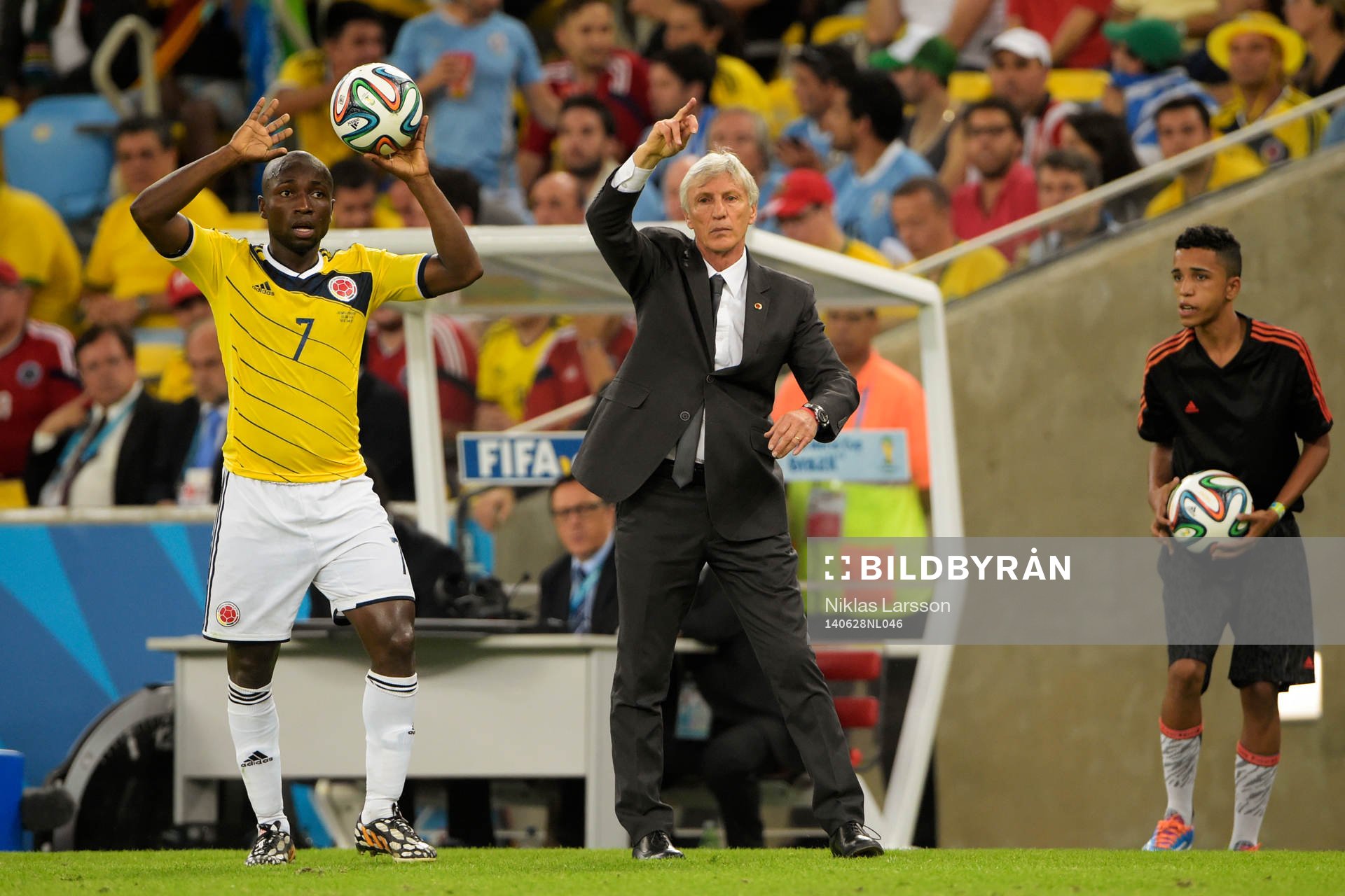 Colombias Pablo Armero och förbundskapten Jose Pekerman