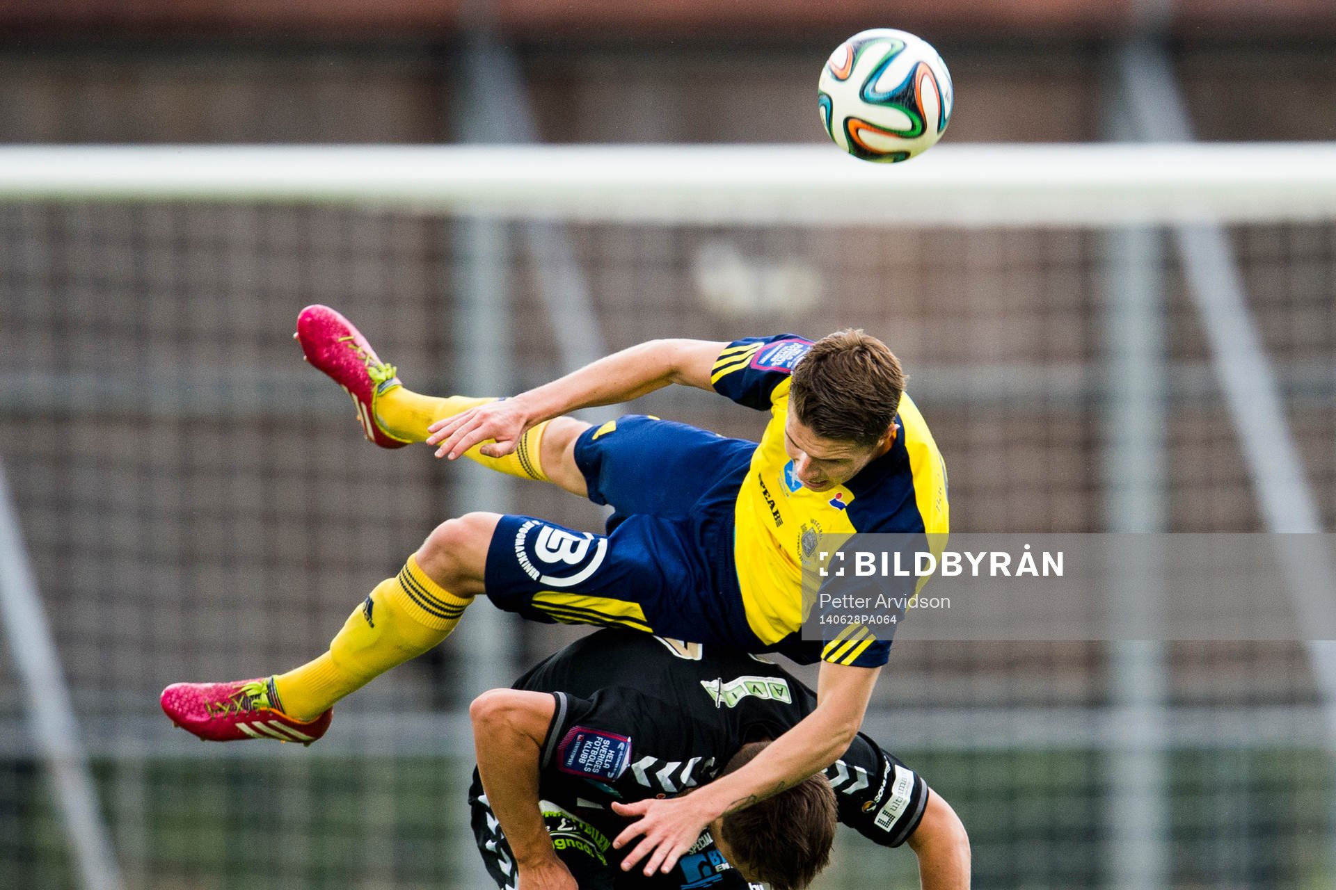Ängelholms Fredrik Lundgren och GAIS Gabriel Altemark Vanneryr under fotbollsmatchen i Superettan mellan Ängelholm och GAIS den 28 juni 2014 i Ängelholm.