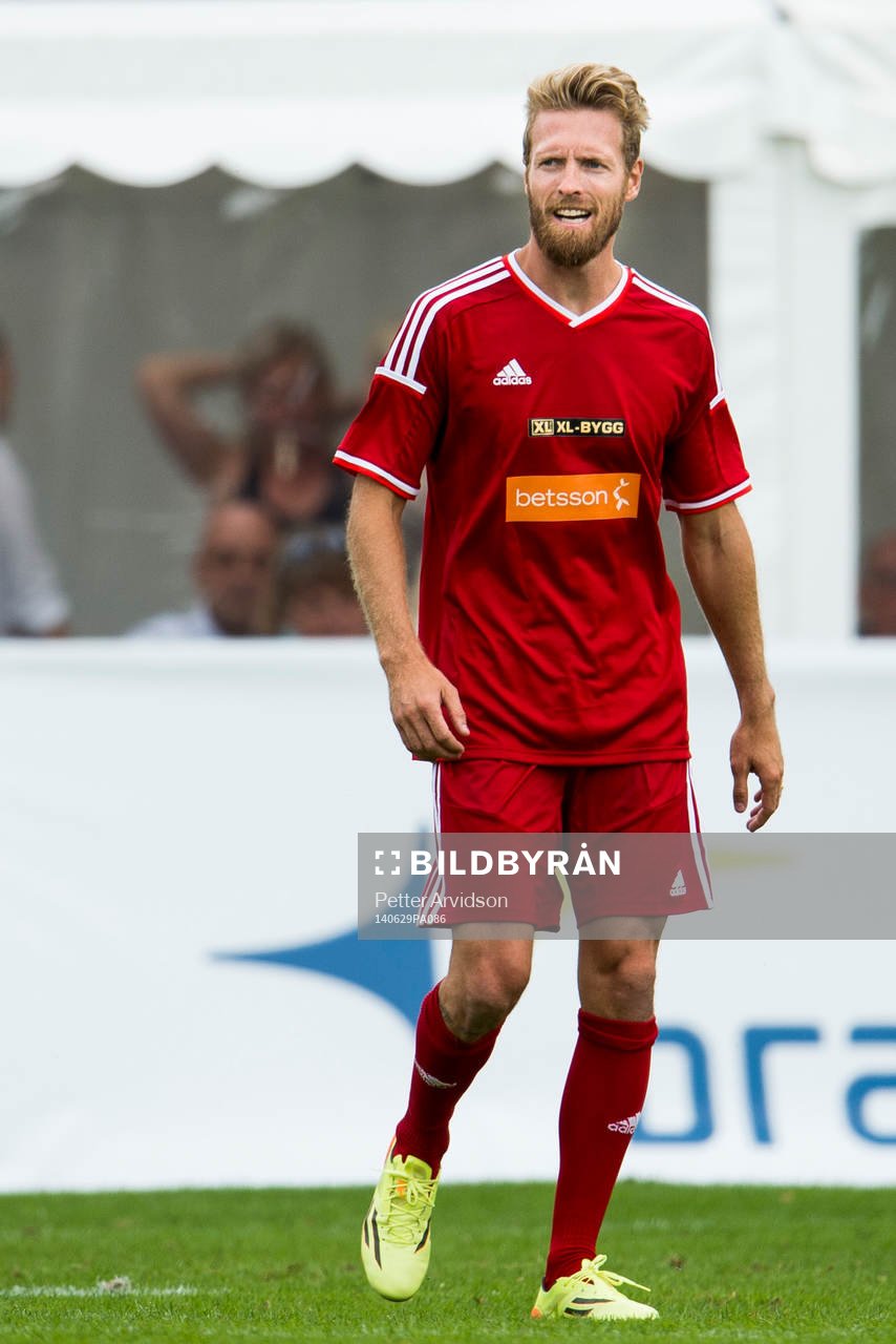 Motståndarlagets Christian Wilhelmsson under 20-års jubileumsmatchen mellan VM-laget 1994 och Motståndarlaget den 29 juni 2014 i Båstad.