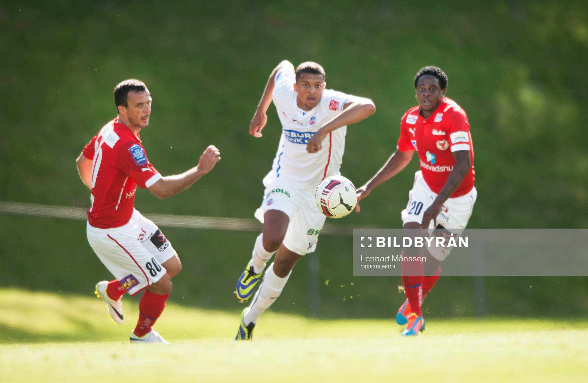 Helsingborgs Osman Sow  i träningsmatchen i fotboll mellan Helsingborg och Kalmar i Bromölla 30 juni.