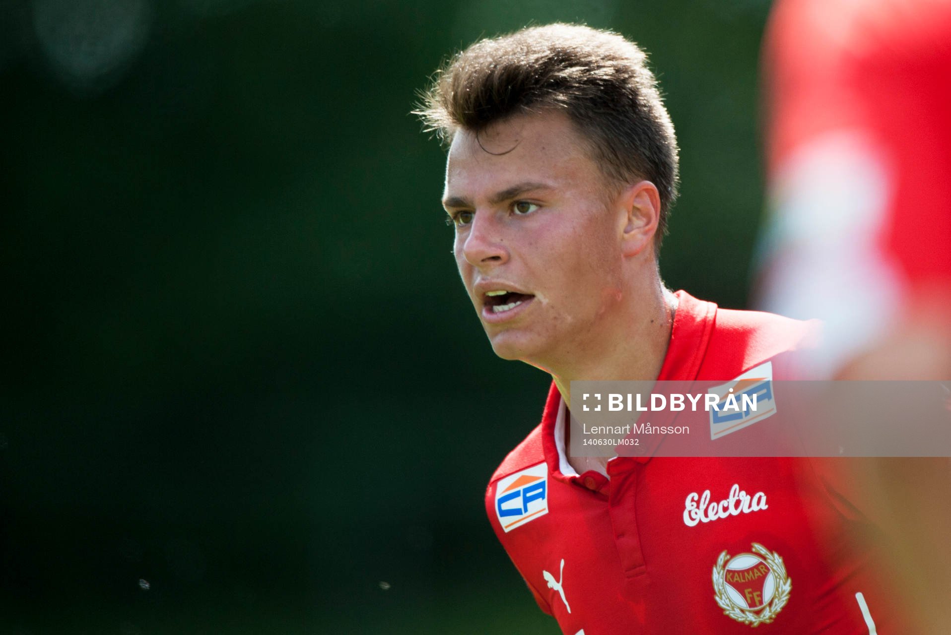 Kalmars Melker Hallberg i träningsmatchen i fotboll mellan
