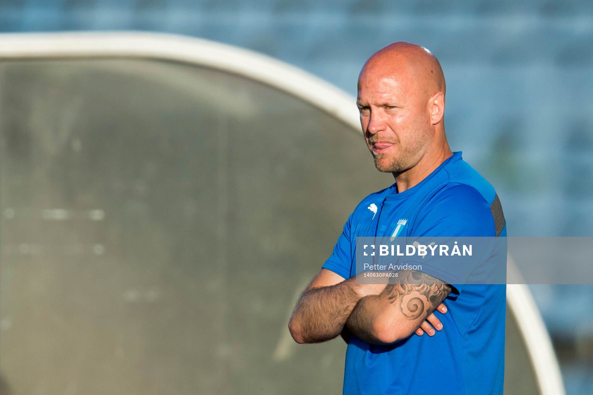 Malmö FFs tränare Olof Persson under fotbollsmatchen i Folksam U21 Allsvenskan Södra mellan Malmö FF och IFK Göteborg den 30 juni 2014 i Malmö.