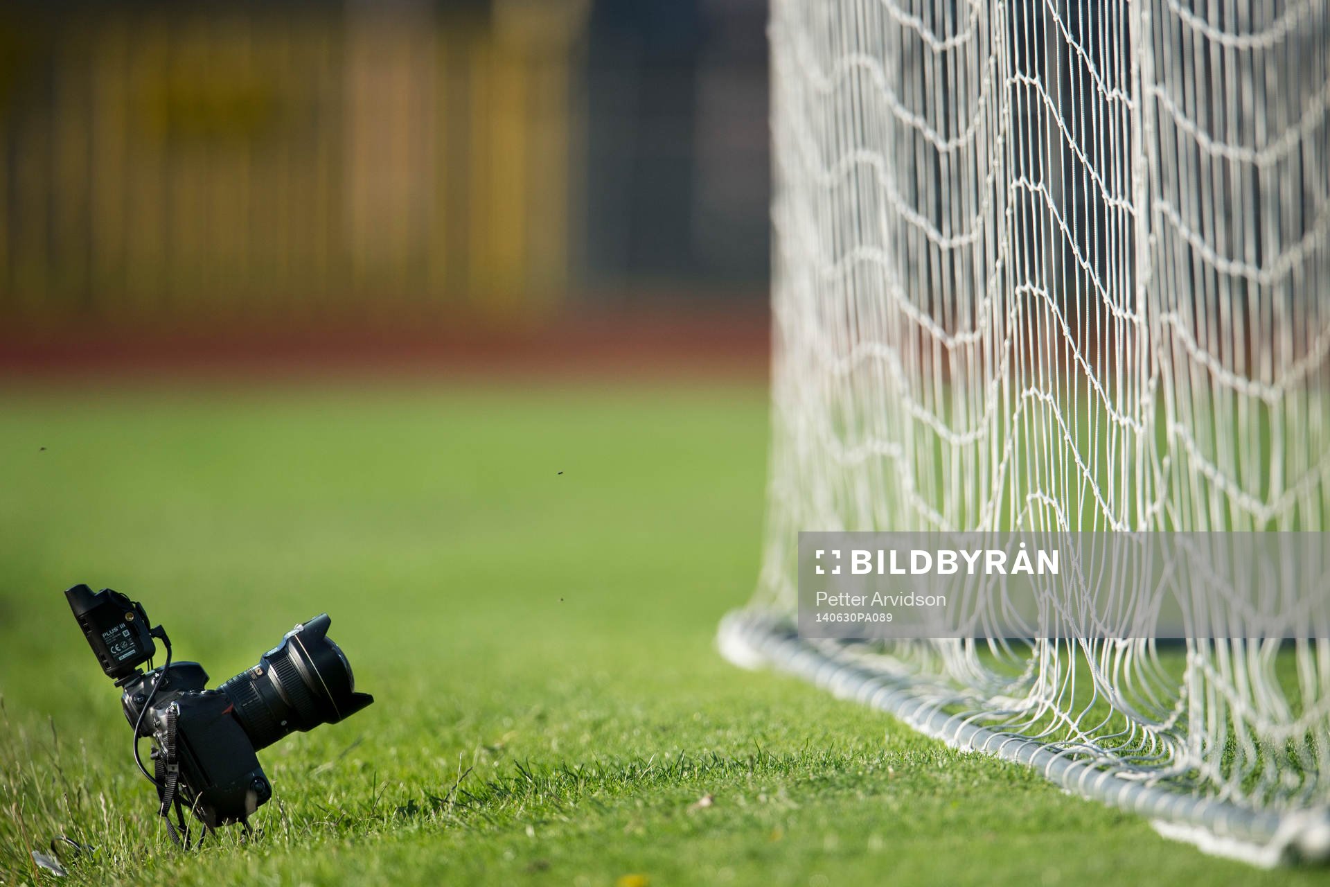 En målkamera under fotbollsmatchen i Folksam U21 Allsvenskan Södra mellan Malmö FF och IFK Göteborg den 30 juni 2014 i Malmö.