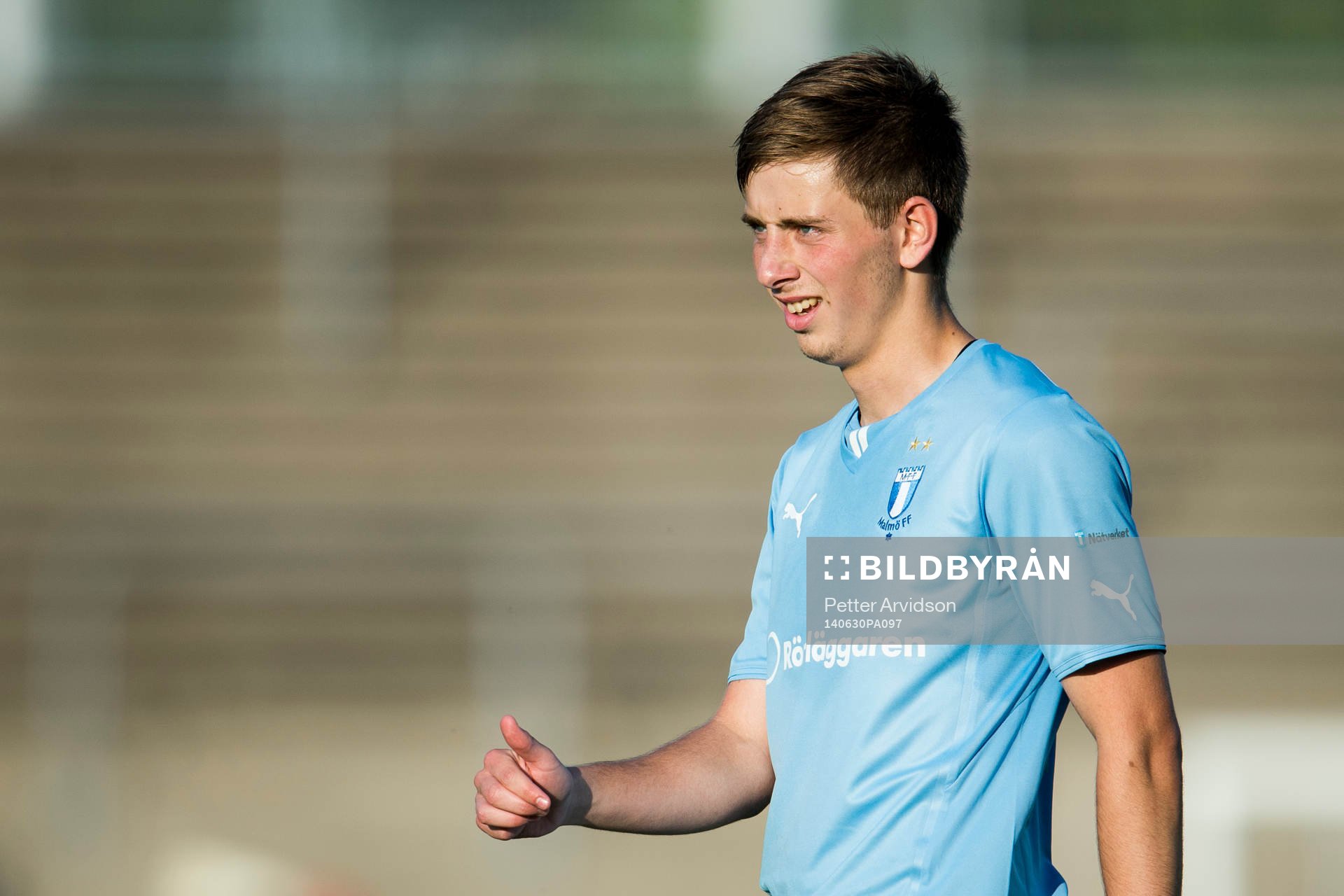 Malmö FFs Petar Petrovic under fotbollsmatchen i Folksam U21 Allsvenskan Södra mellan Malmö FF och IFK Göteborg den 30 juni 2014 i Malmö.
