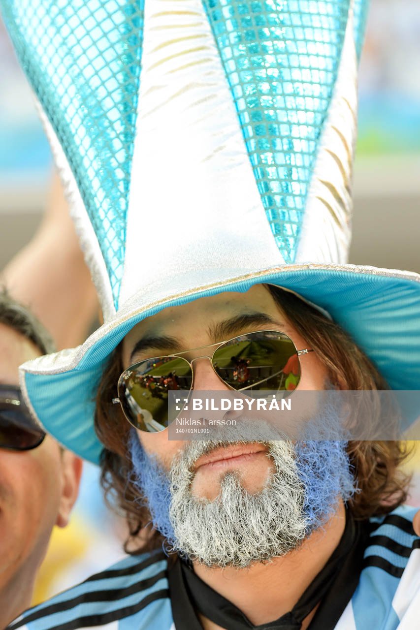 Argentinsk supporter innan åttondelsfinalen mellan