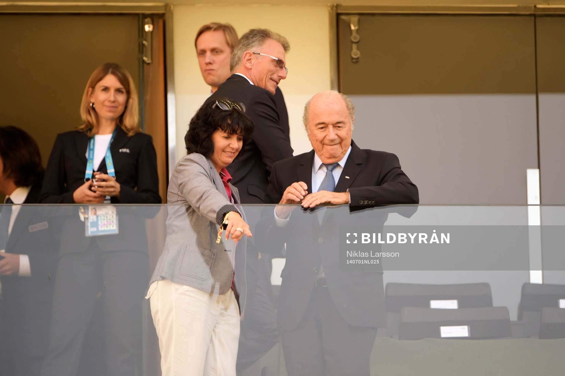 Sepp Blatter, Ordförande FIFA under åttondelsfinalen mellan Argentina och Schweiz under fotbolls-VM den 1 juli 2014 i Sao Paulo. 