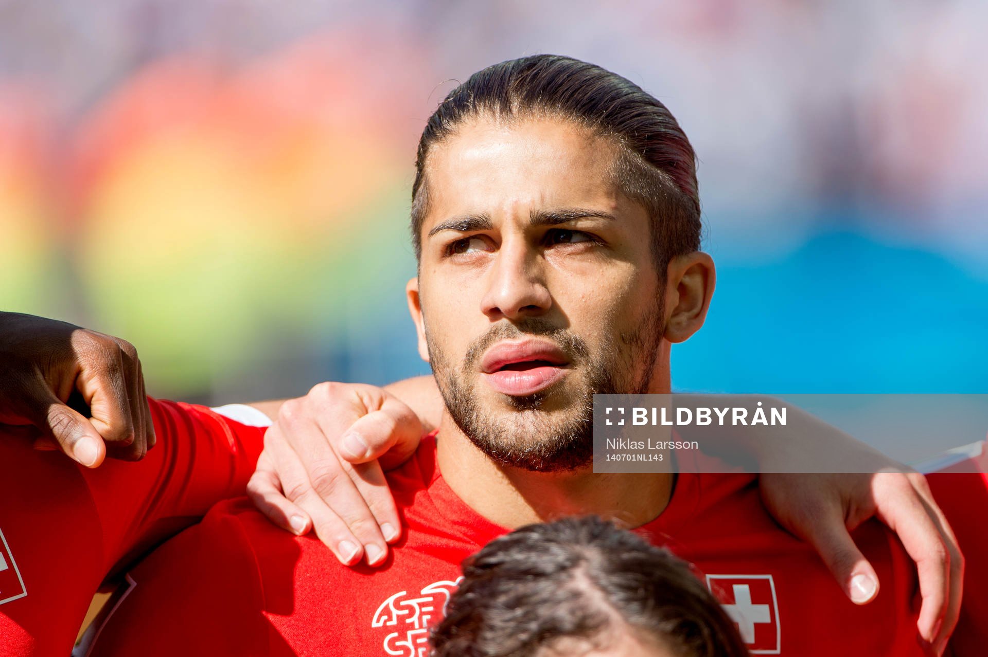 Schweiz Ricardo Rodriguez  under åttondelsfinalen mellan Argentina och Schweiz under fotbolls-VM den 1 juli 2014 i Sao Paulo. 