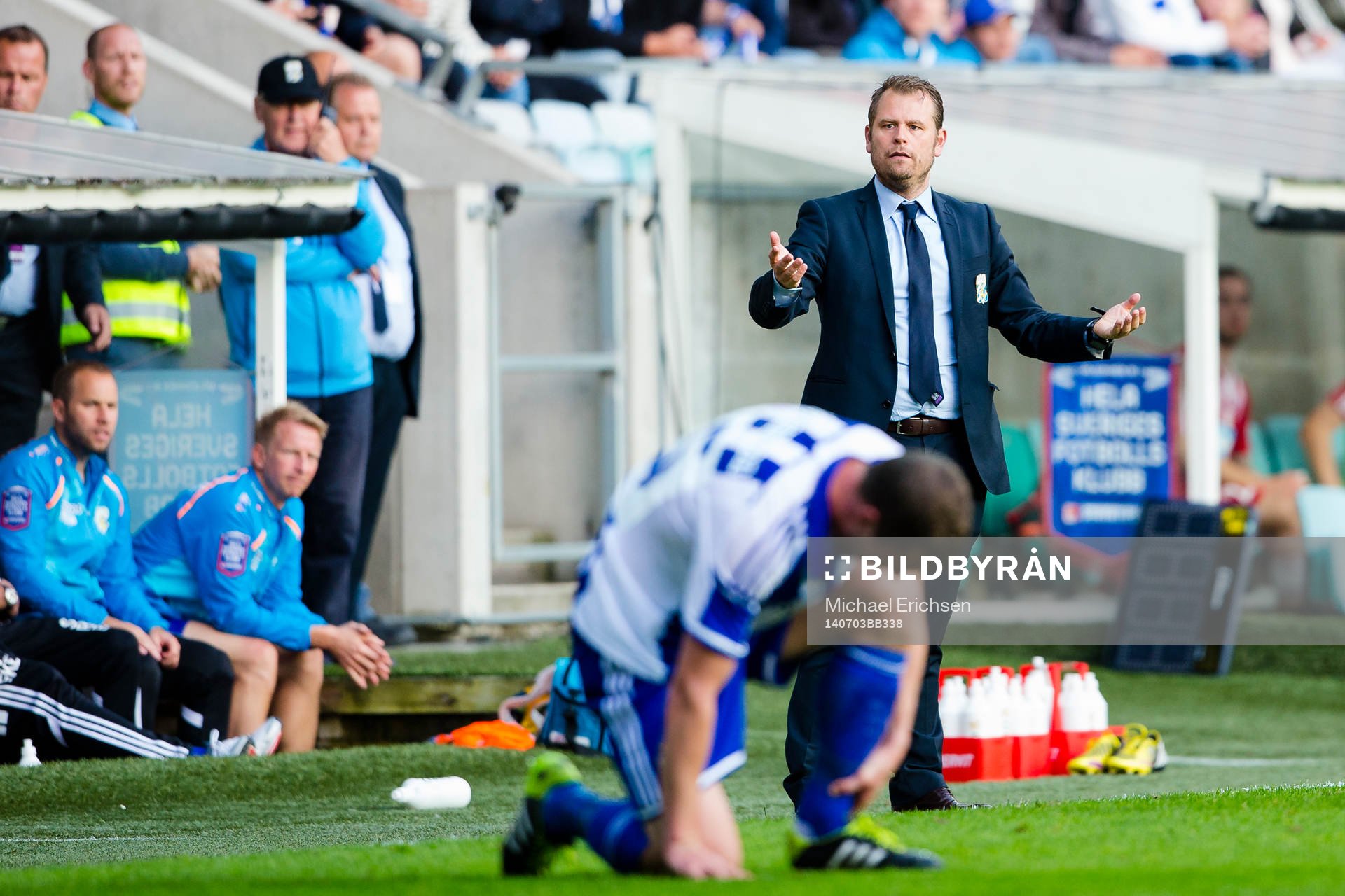 IFK Göteborgs tränare Mikael Stahre under fotbollsmatchen i kvalet till Europa League mellan IFK Göteborg - FC Fola Esch den 3 Juli 2014 i Göteborg.