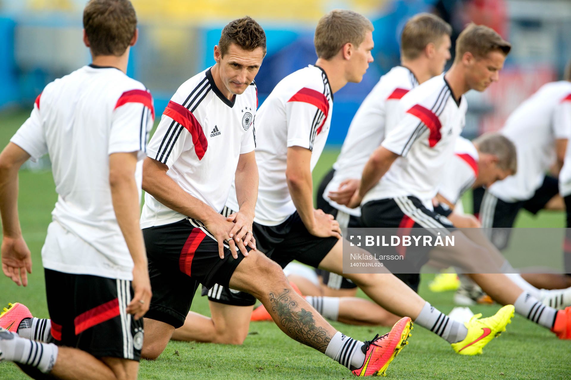 Tysklands Miroslav Klose under Tysklands träning under fotbolls-VM den 3 juli 2014 i Rio de Janeiro. 