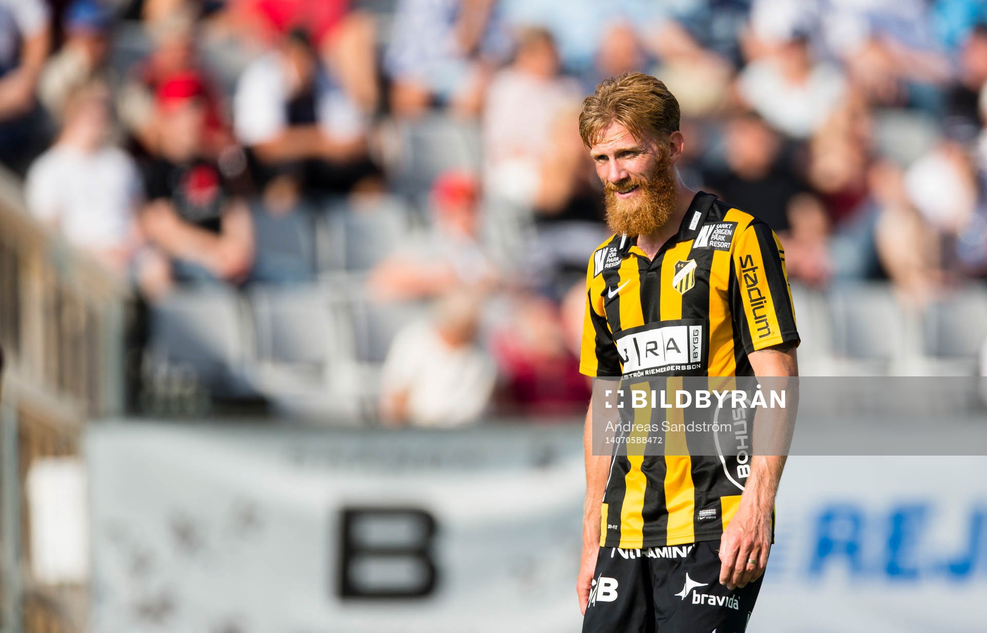 Häckens Fredrik Björck under fotbollsmatchen i Allsvenskan mellan Gefle och Häcken den 5 Juli 2014 i Gävle. 