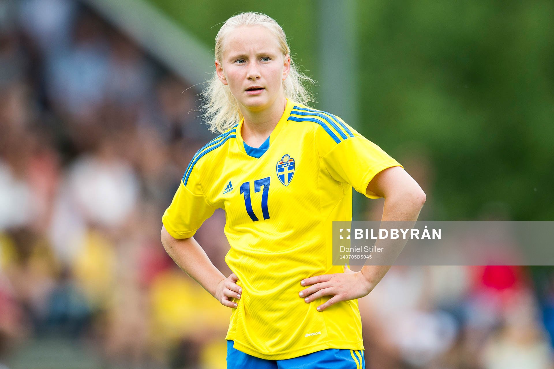 Sveriges Lina Malmborg under en träningslandskamp mellan Sverige och Holland F16 den 5 juli 2014 i Henån.