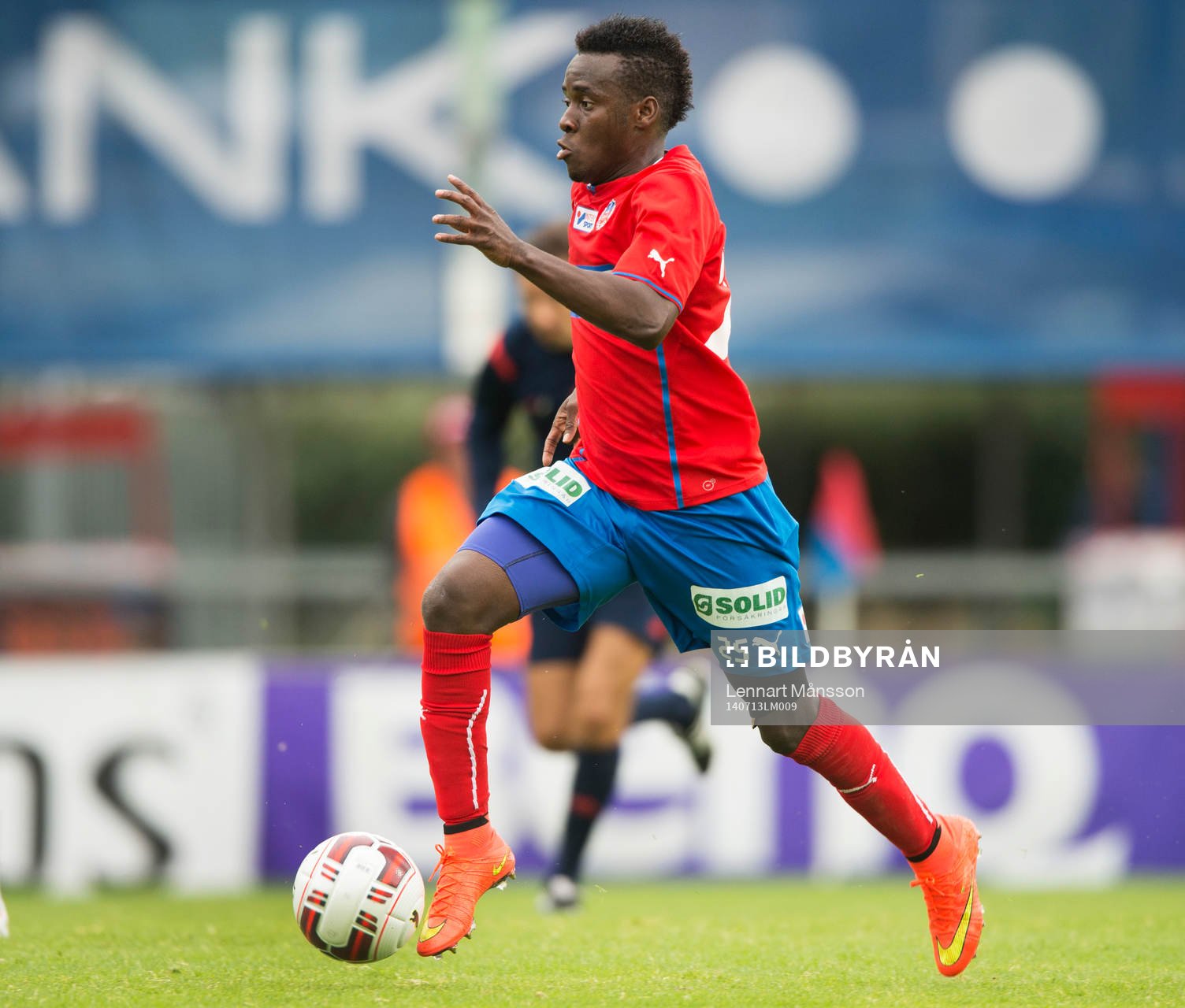 Helsingborgs David Accam i den allsvenska fotbollsmatchen mellan Helsingborg och Gefle i Helsingborg 13 juli.