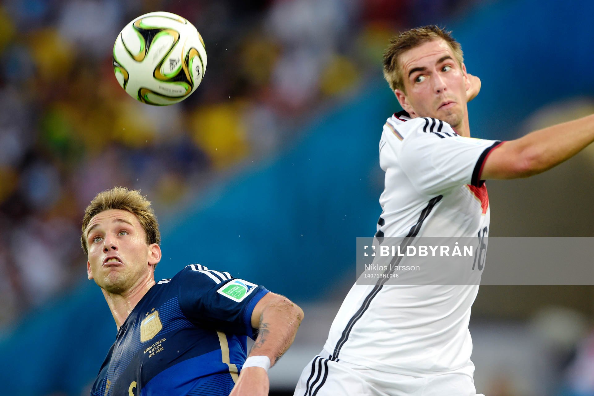Argentinas Marcos Rojo och Tysklands Philipp Lahm