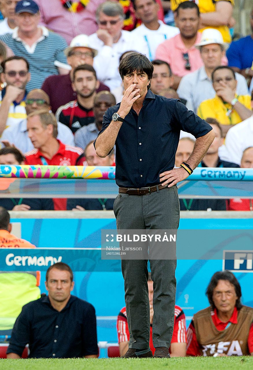Tysklands förbundskapten Joachim Löw under finalen mellan Argentina och Tyskland under fotbolls-VM den 13 juli 2014 i Rio de Janeiro.