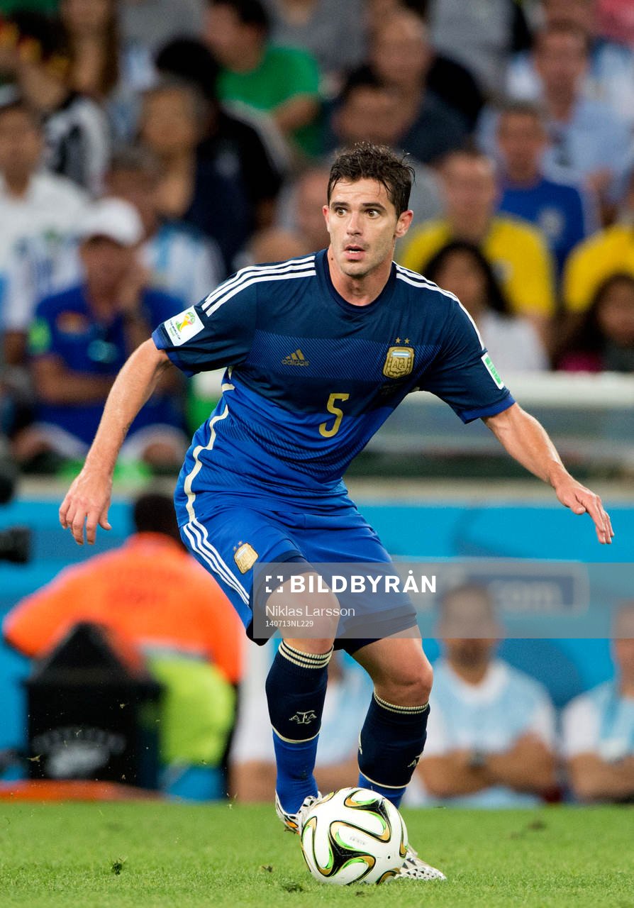Argentinas Fernando Gago under finalen mellan Argentina och Tyskland under fotbolls-VM den 13 juli 2014 i Rio de Janeiro. 