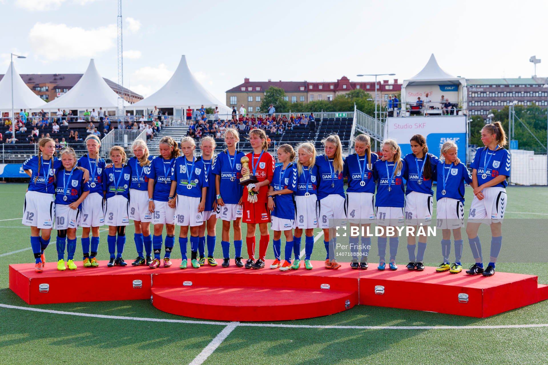 Final i G13 mellan Greve Fodbold och AIK FF, Greve på prispallen under Gothia Cup den 18 juli 2014 i Göteborg .
