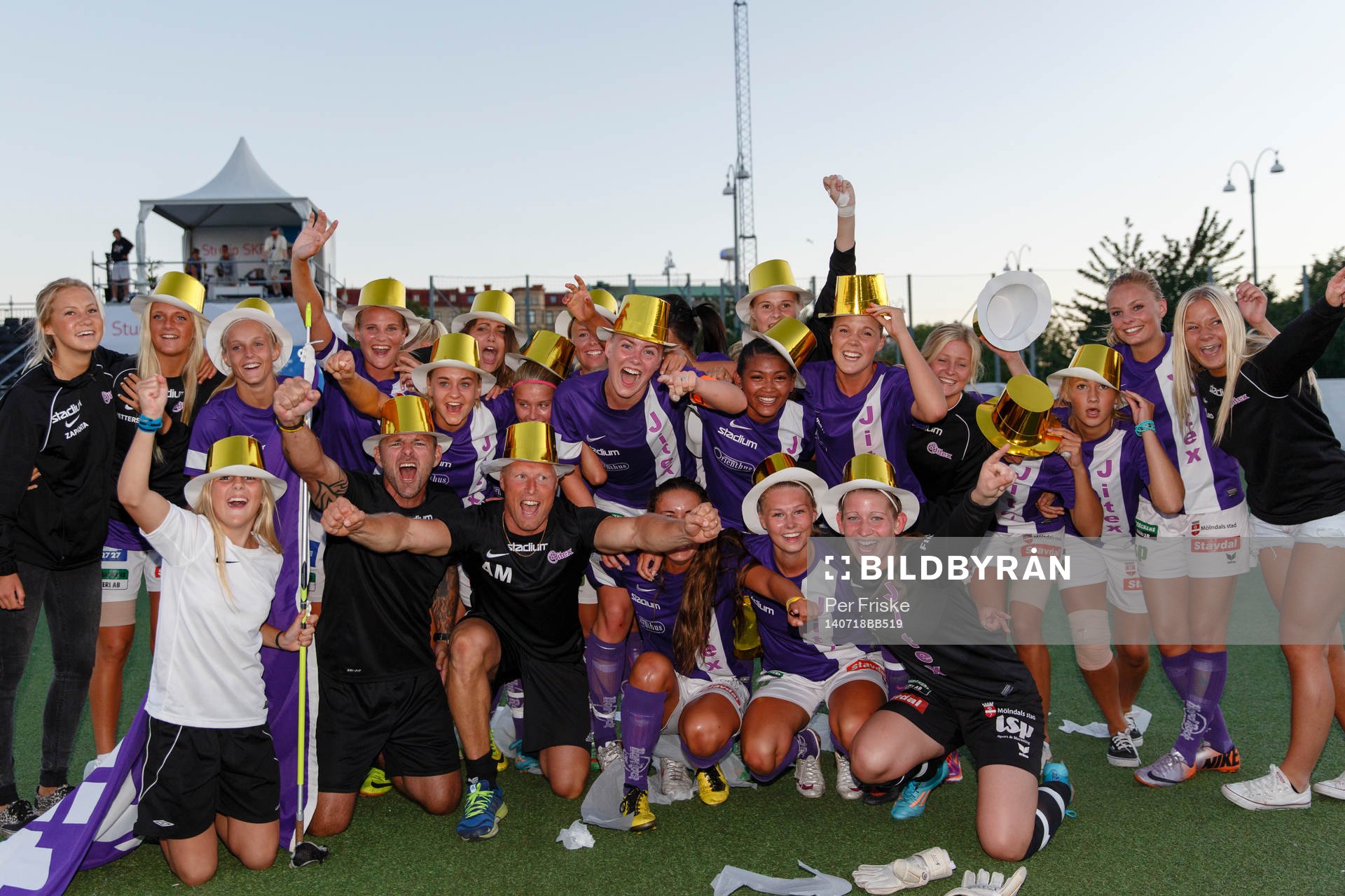 Final i G19 mellan IK Grand Bodö och Jitex BK, Jitex spelare jublar efter slutsignalen i Gothia Cup den 18 juli 2014 i Göteborg .