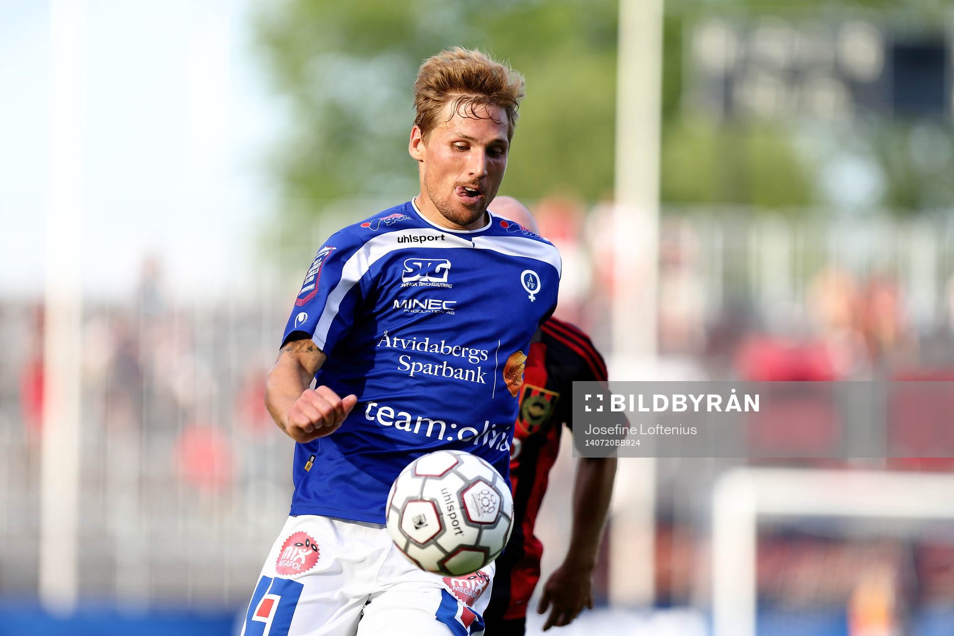 Åtvidabergs Martin Christensen under fotbollsmatchen i Allsvenskan mellan Åtvidaberg och Brommapojkarna den 20 juli 2014 i Åtvidaberg.