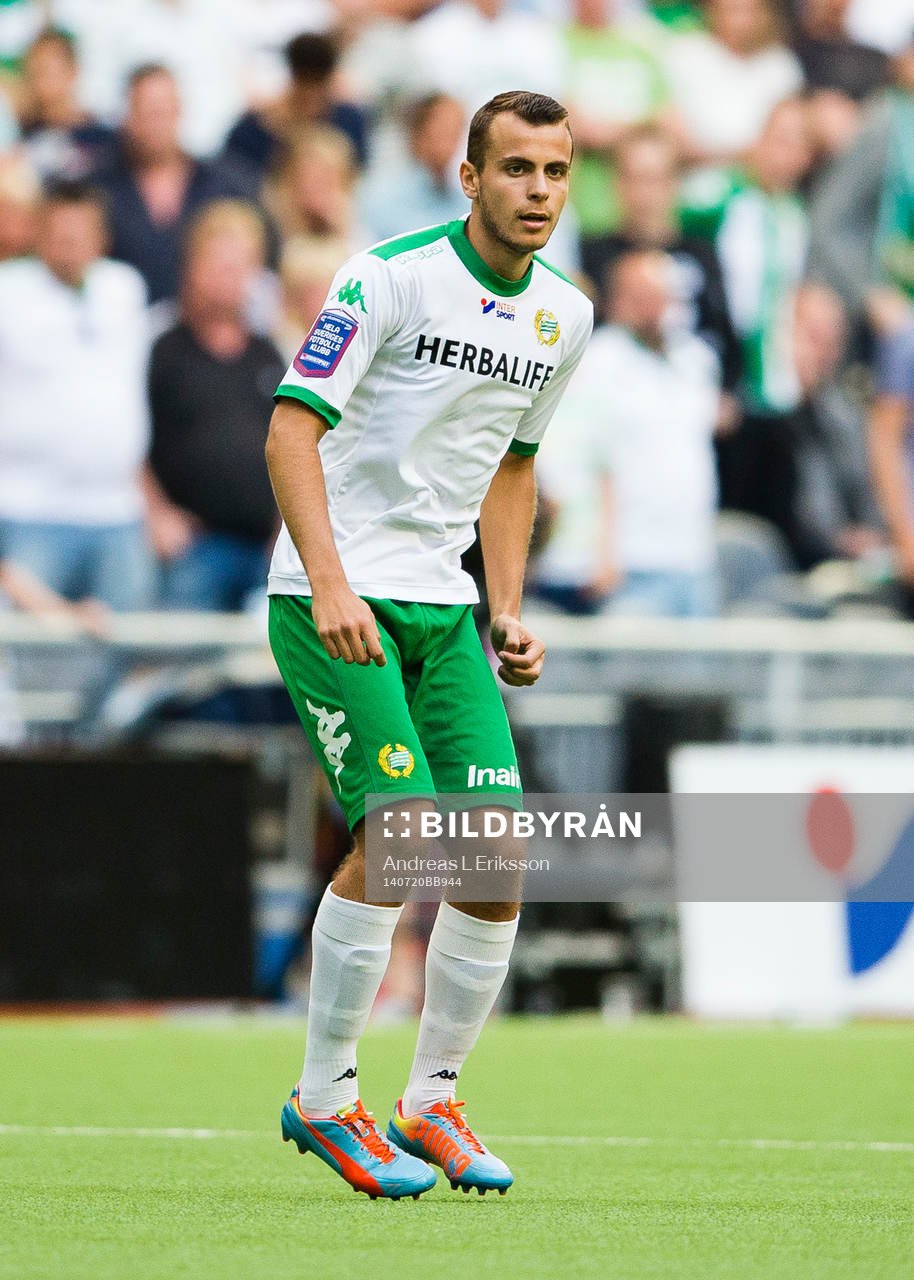 Hammarbys Sebastian Ludzik under fotbollsmatchen i Superettan mellan Hammarby och Öster den 20 juli 2014 i Stockholm. 