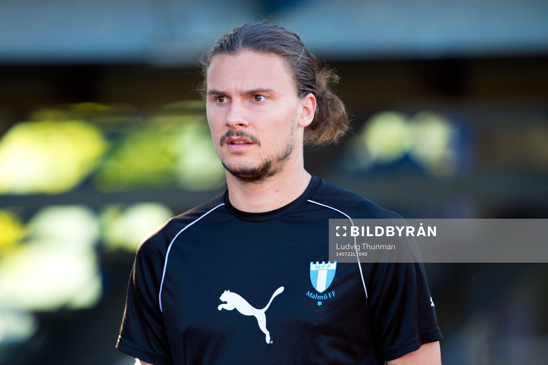 Erik Johansson under Malmö FFs träning inför kvalmatchen i Champions League mot FC Ventspils den 22 juli 2014 i Ventspils.