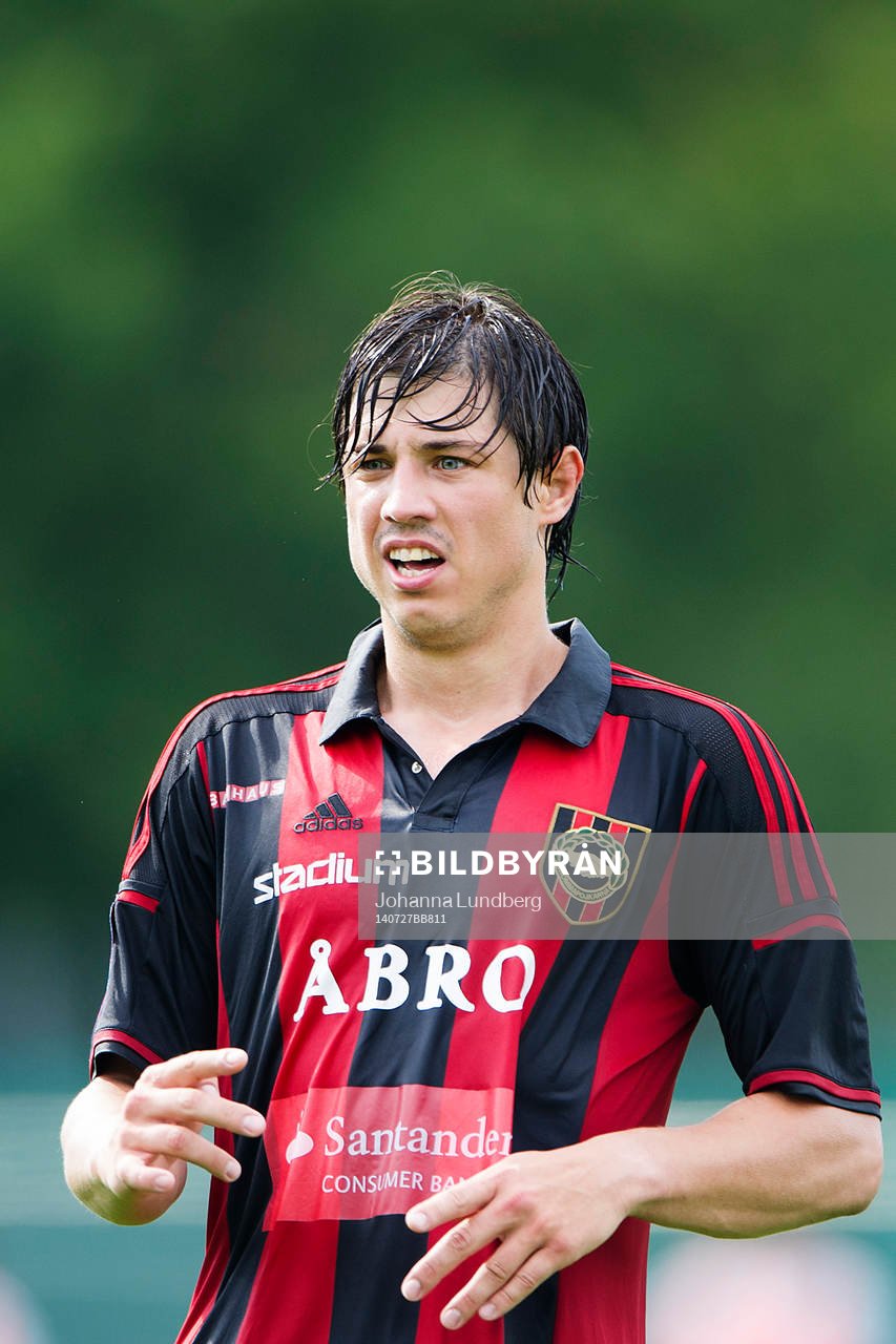 Brommapojkarnas Gabriel Petrovic under fotbollsmatchen i Allsvenskan mellan Brommapojkarna och Åtvidaberg den 27 juli 2014 i Stockholm.