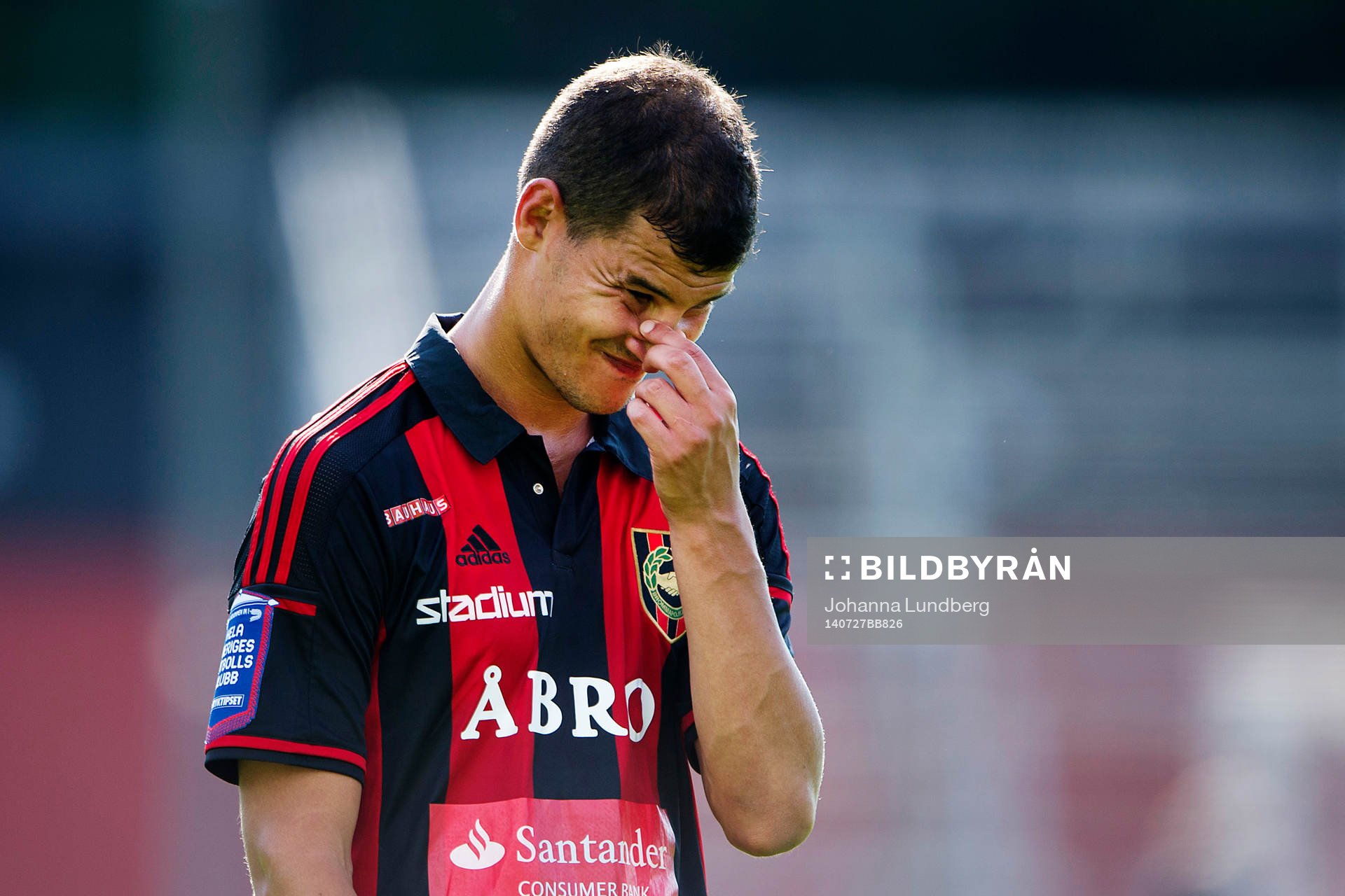 Brommapojkarnas Mauricio Albornoz under fotbollsmatchen i Allsvenskan mellan Brommapojkarna och Åtvidaberg den 27 juli 2014 i Stockholm.