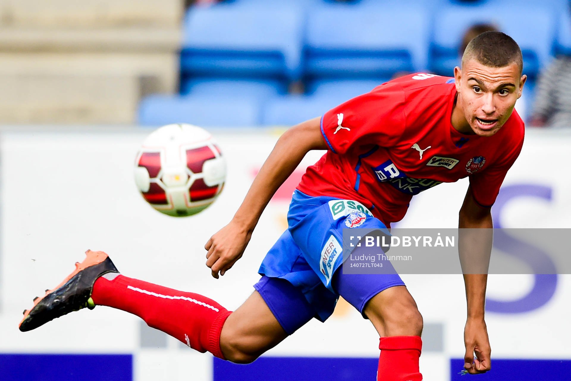 Helsingborgs Jordan Larsson under matchen i Allsvenskan mellan Helsingborg och Örebro den 27 juli 2014 i Helsingborg. 