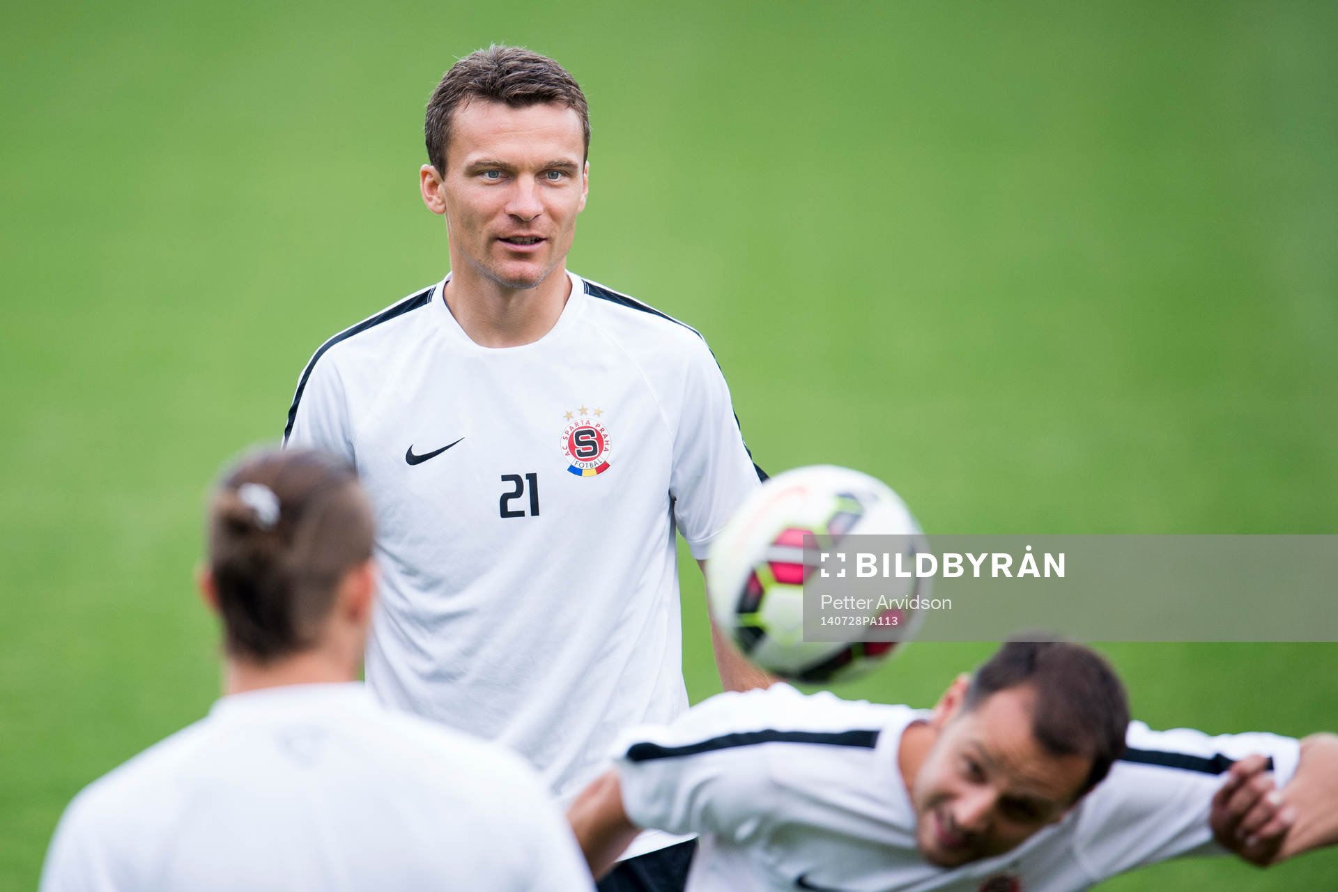 Sparta Prags David Lafata under Sparta Prags träning inför kvalmatchen i Champions League mot Malmö FF den 28 juli 2014 i Prag.