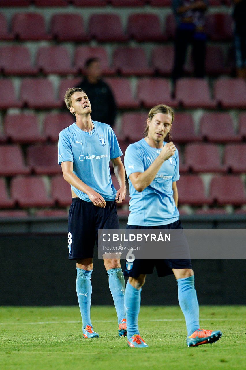 Malmö FFs Markus Halsti och Johan Hammar deppar