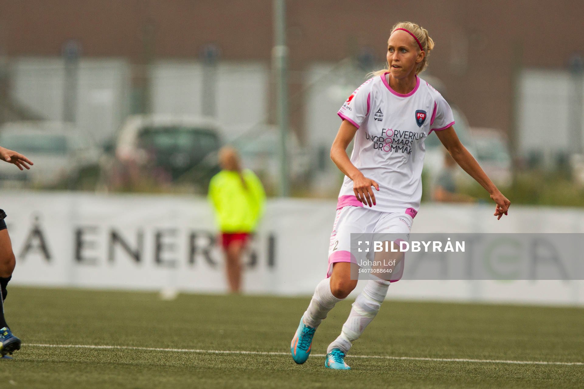 Rosengårds Line Röddick Hansen under fotbollsmatchen i Damallsvenskan mellan Umeå och Rosengård den 30 Juli 2014 i Umeå.