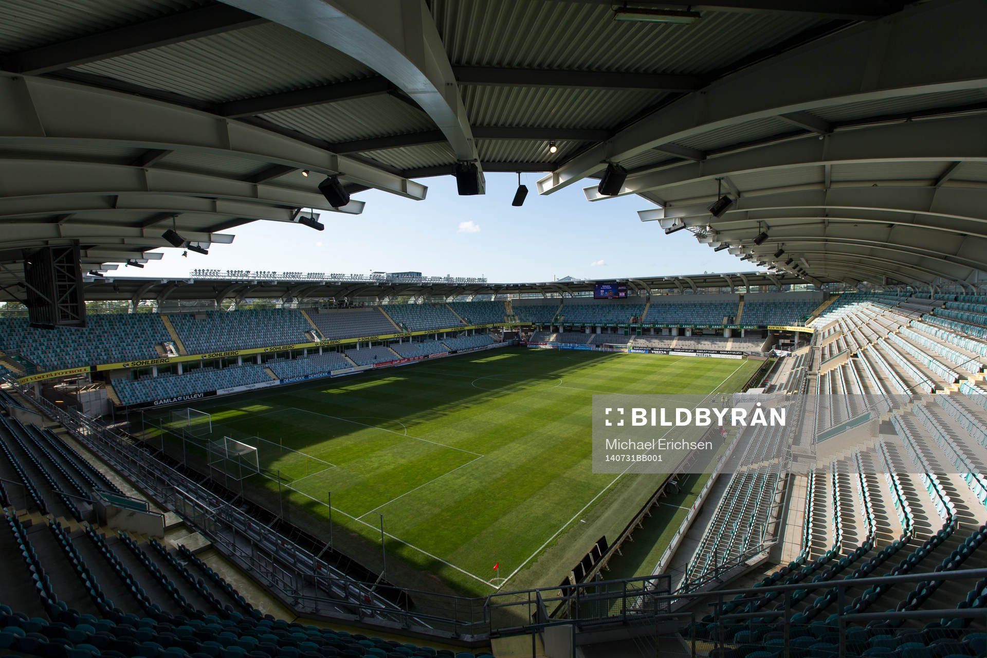 Gamla Ullevi från läktarplats innan fotbollsmatchen i