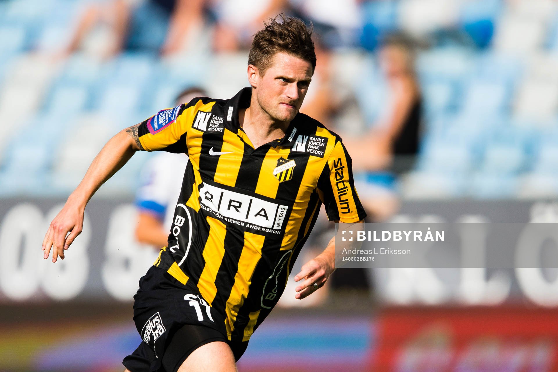 Häckens Gunnar Heidar Torvaldsson under fotbollsmatchen i Allsvenskan mellan Norrköping och Häcken den 2 augusti 2014 i Norrköping. 