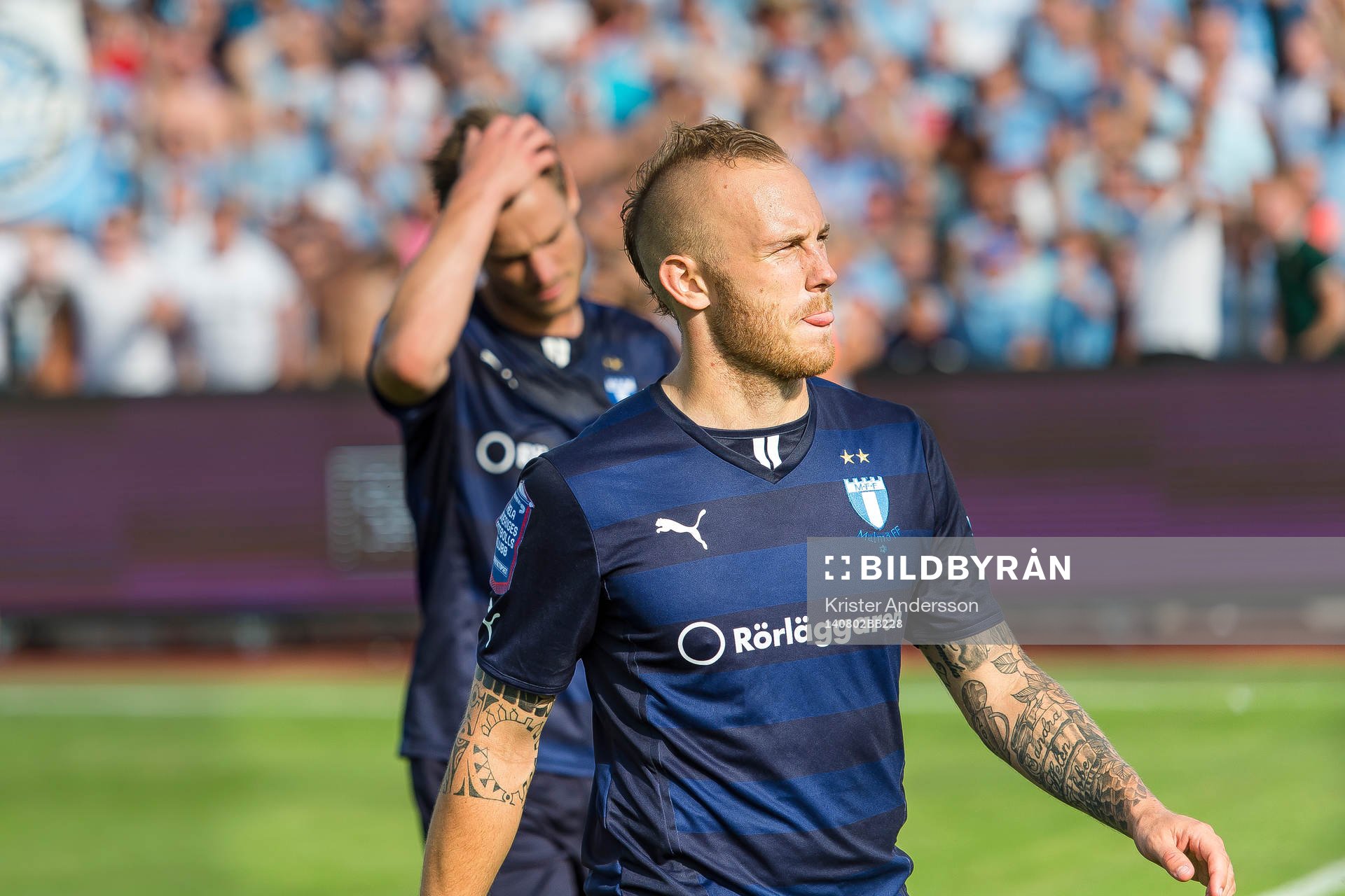 Malmö FFs Magnus Eriksson efter fotbollsmatchen i Allsvenskan mellan Falkenberg och Malmö den 2 augusti 2014 i Falkenberg.