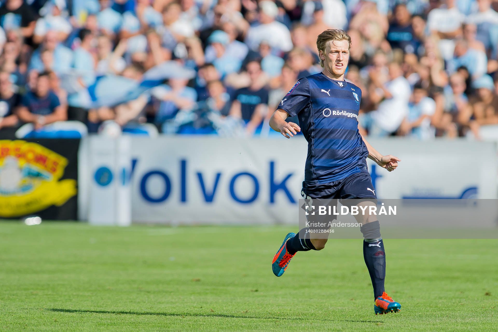 Malmö FFs Emil Forsberg under fotbollsmatchen i Allsvenskan mellan Falkenberg och Malmö den 2 augusti 2014 i Falkenberg.