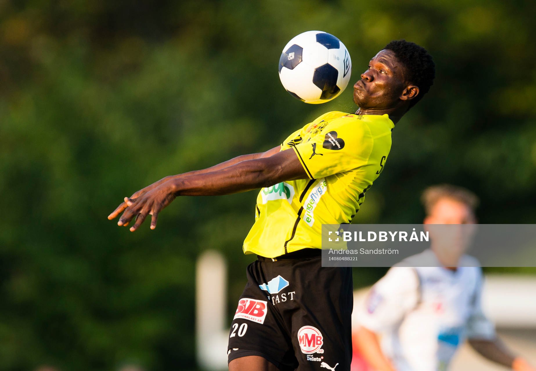 Mjällbys Kwame Bonsu under fotbollsmatchen i Allsvenskan mellan Gefle och Mjällby den 4 Augusti 2014 i Gävle. 