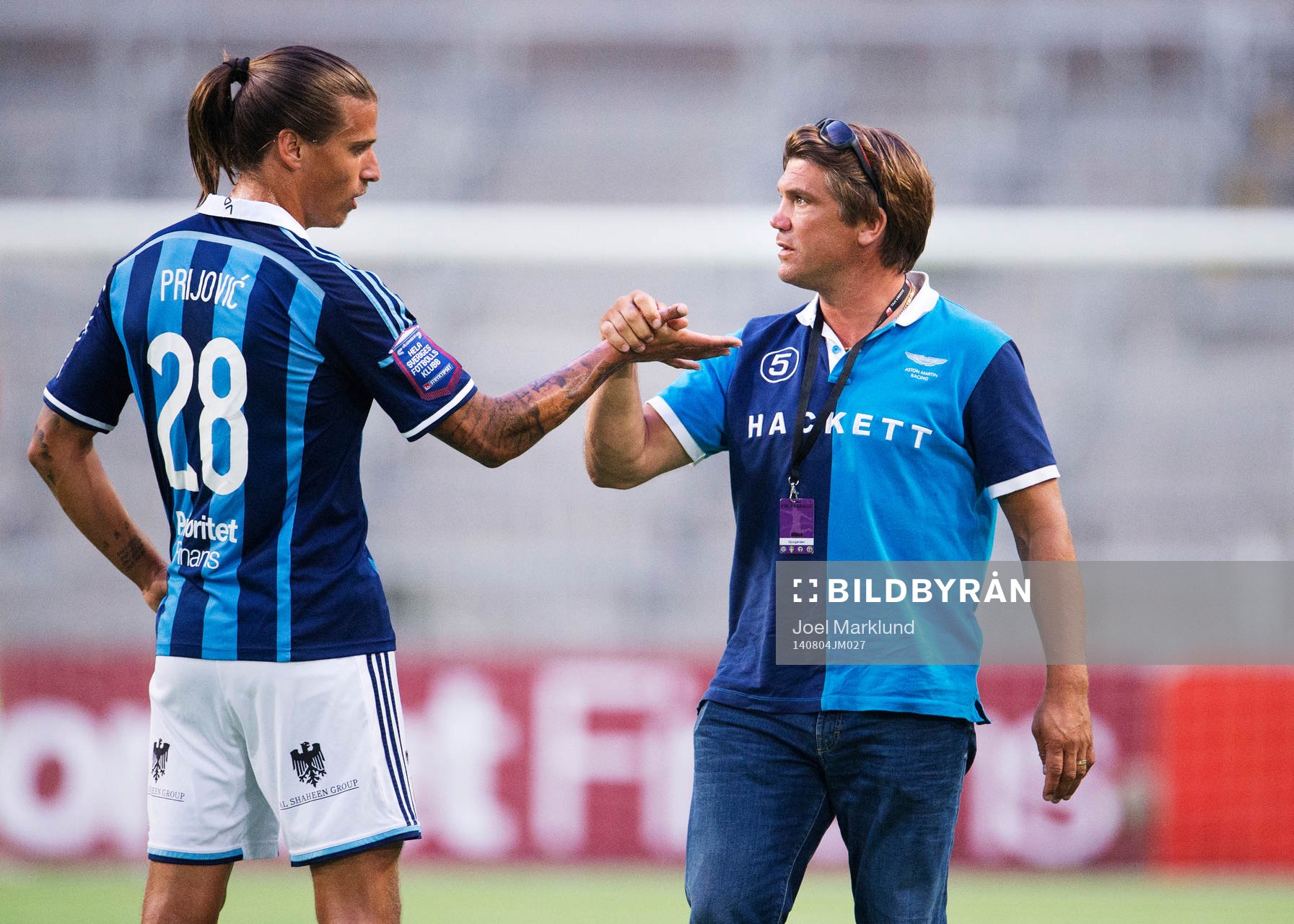 Djurgårdens Aleksandar Prijovic och sportchef Bo Andersson