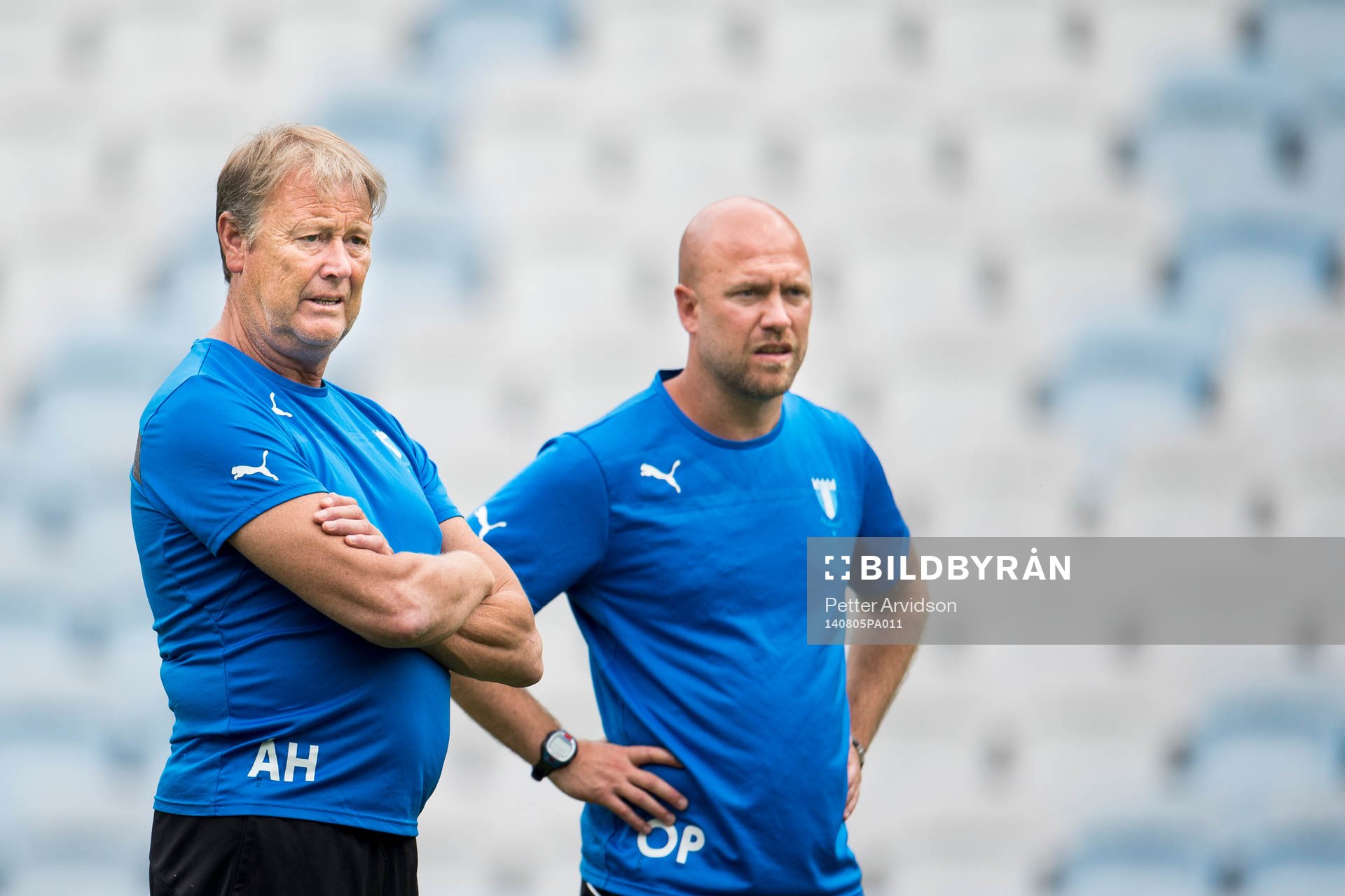 Malmö FFs tränare Åge Hareide och assisterande tränare