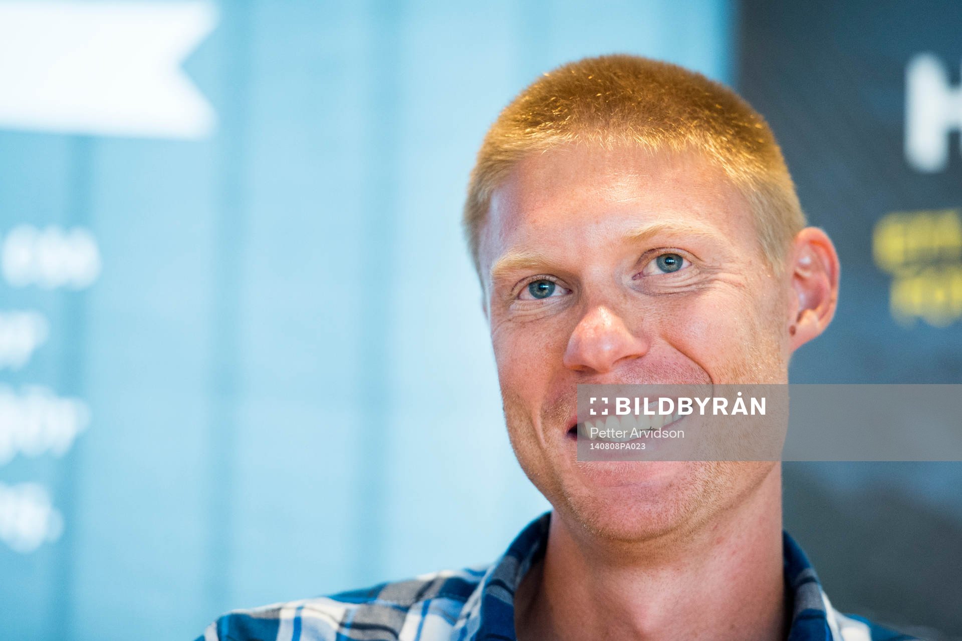 Helsingborgs nyförvärv Markus Holgersson under en presskonferens där han presenteras som ny spelare i Helsingborg den 8 augusti 2014 i Helsingborg.